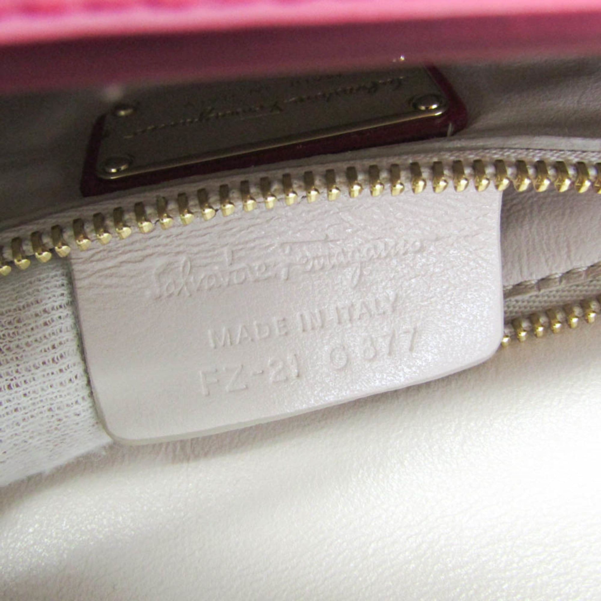 Salvatore Ferragamo Salvatore Ferragamo Vara Ribbon New Bianco FZ-21 G 877 Women's Leather Shoulder Bag Pink Size ONE SIZE - 19 Thumbnail