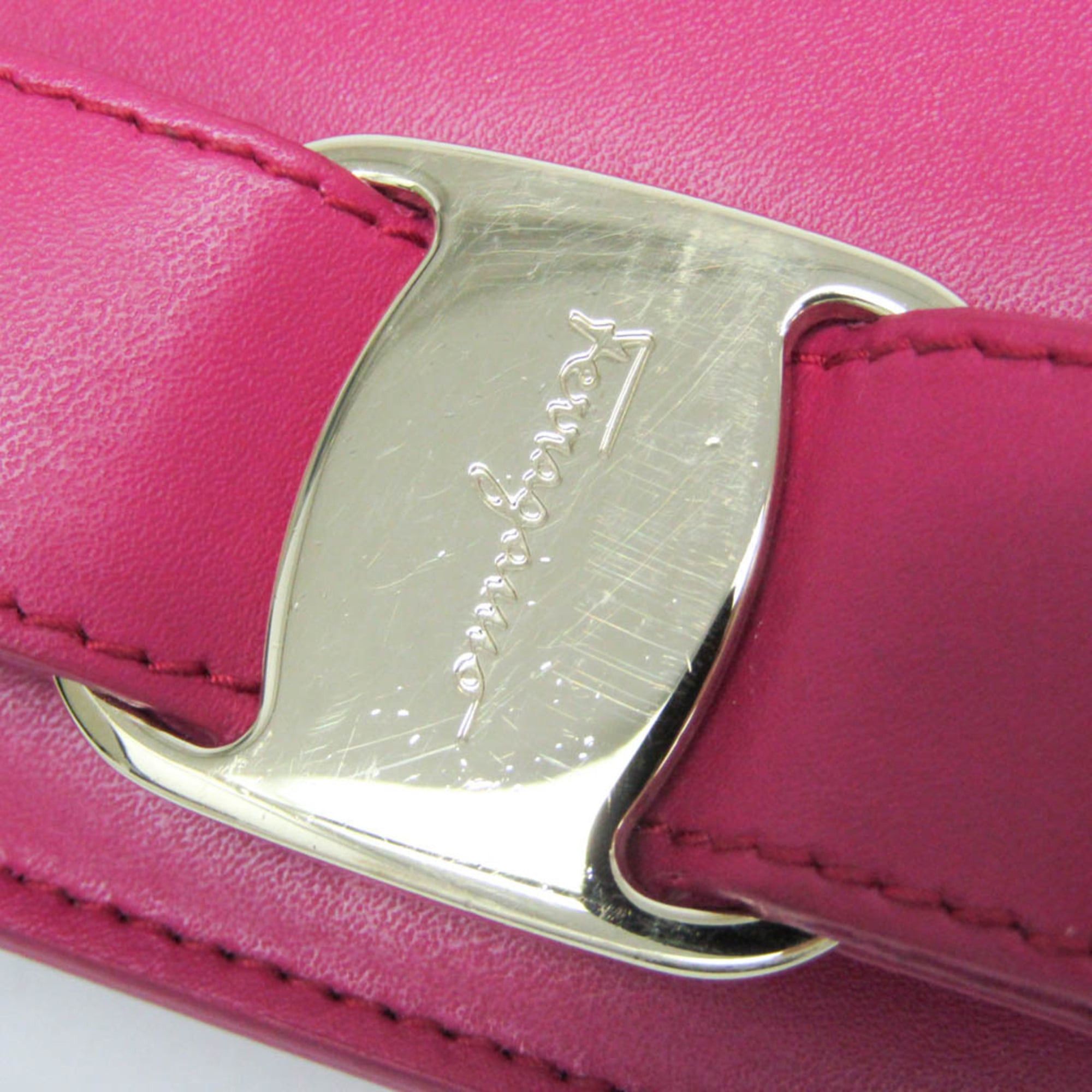 Salvatore Ferragamo Salvatore Ferragamo Vara Ribbon New Bianco FZ-21 G 877 Women's Leather Shoulder Bag Pink Size ONE SIZE - 8 Thumbnail