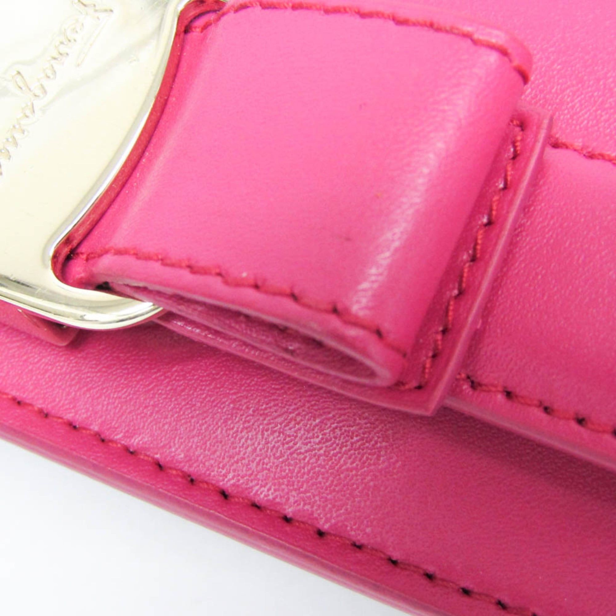 Salvatore Ferragamo Salvatore Ferragamo Vara Ribbon New Bianco FZ-21 G 877 Women's Leather Shoulder Bag Pink Size ONE SIZE - 7 Thumbnail
