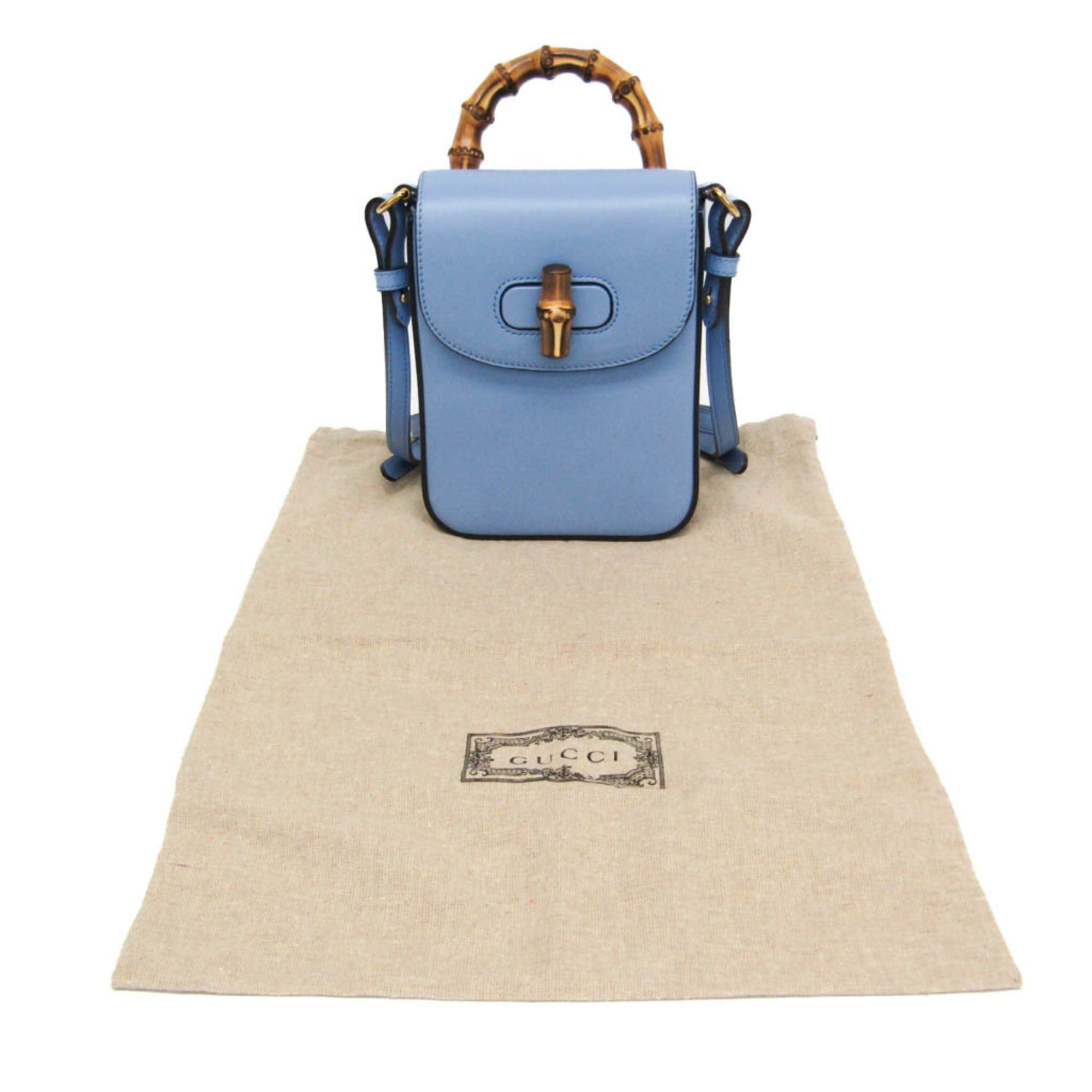 Gucci Gucci Bamboo 702106 Women's Leather Backpack,Handbag,Shoulder Bag Blue Size ONE SIZE - 2 Thumbnail
