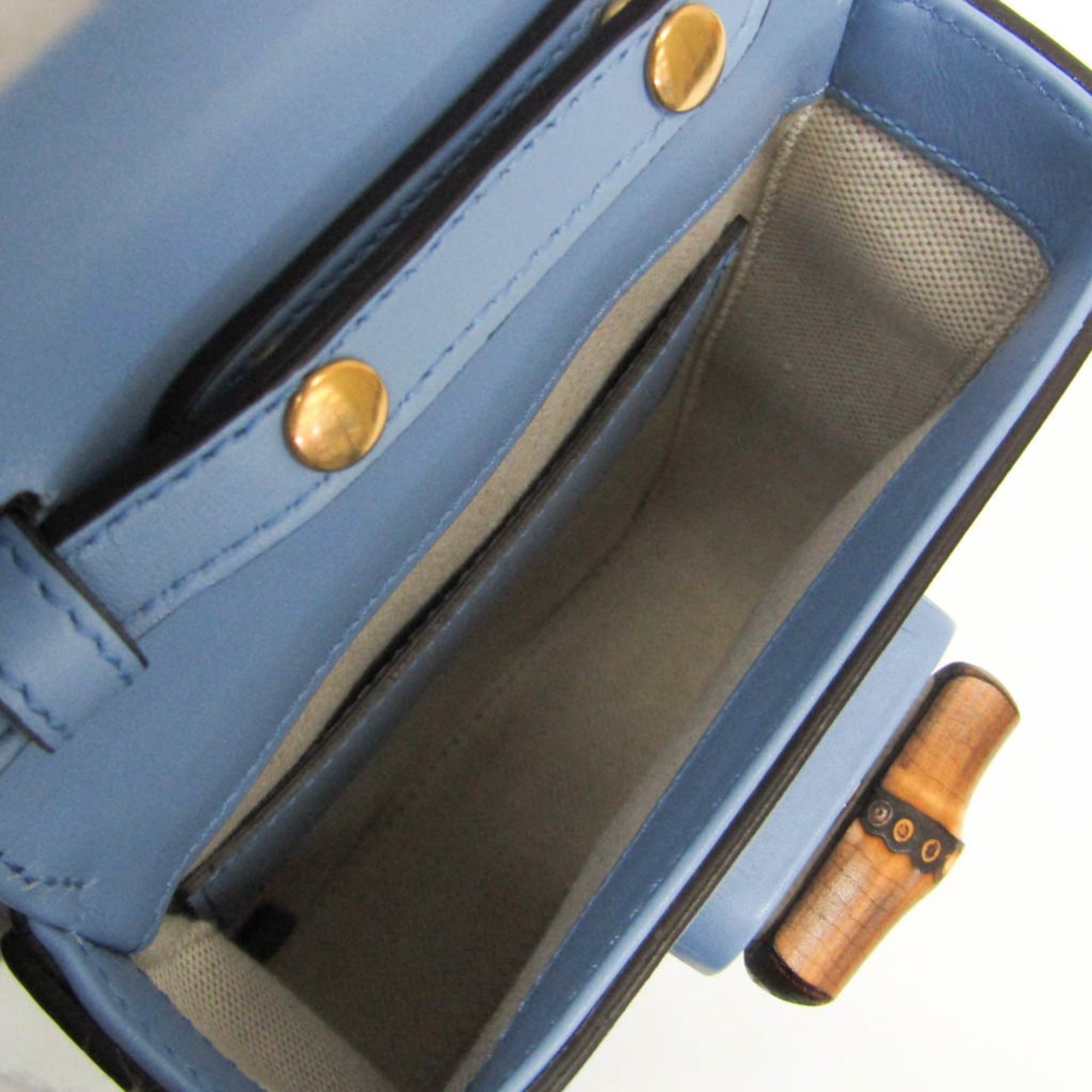 Gucci Gucci Bamboo 702106 Women's Leather Backpack,Handbag,Shoulder Bag Blue Size ONE SIZE - 4 Thumbnail