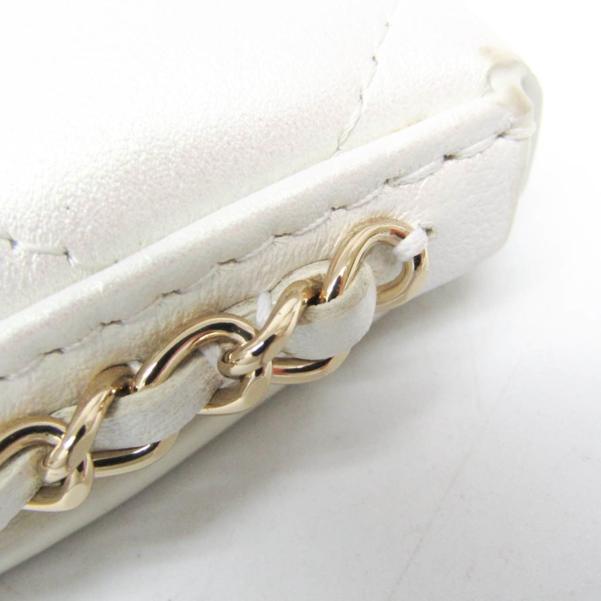 Chanel Chanel Matelasse Chain Shoulder Coin Purse Women's Leather Chain/Shoulder Wallet Pearl White Size ONE SIZE - 11 Thumbnail