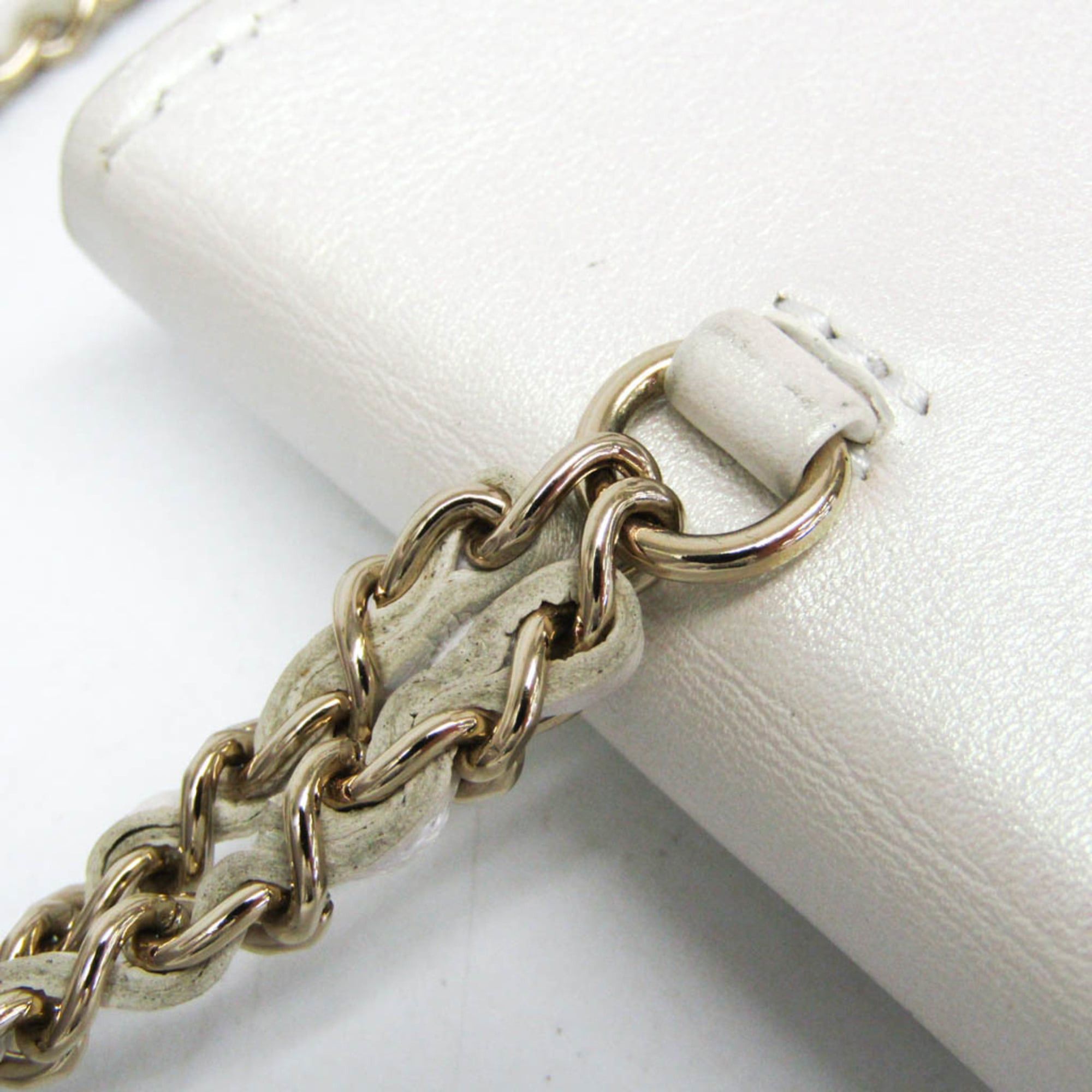 Chanel Chanel Matelasse Chain Shoulder Coin Purse Women's Leather Chain/Shoulder Wallet Pearl White Size ONE SIZE - 10 Thumbnail