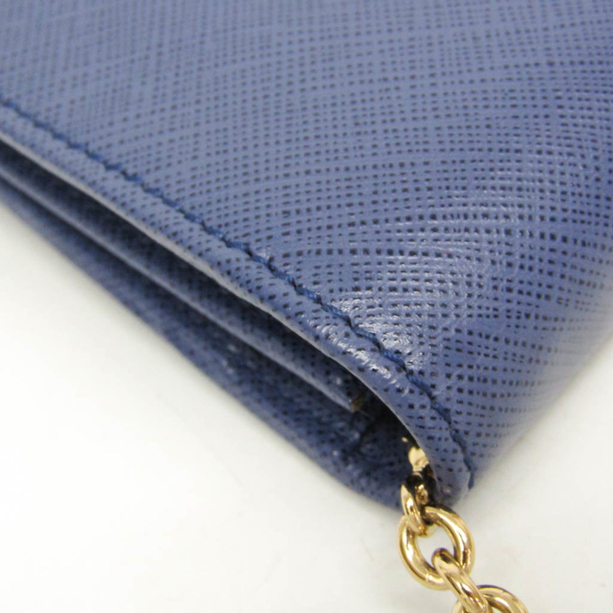 Salvatore Ferragamo Salvatore Ferragamo Vara KB 22B850 Women's Leather Chain/Shoulder Wallet Blue Size ONE SIZE - 10 Thumbnail