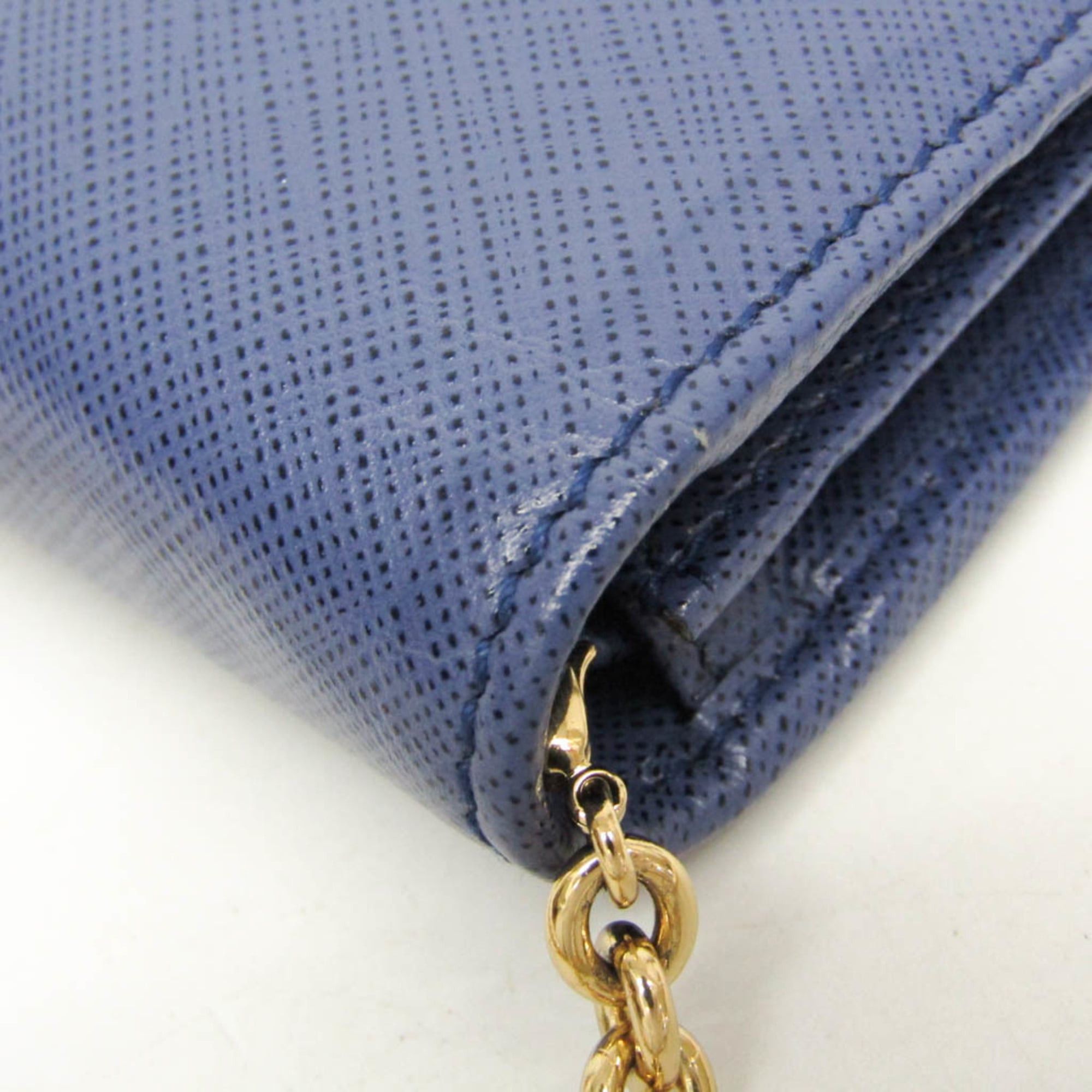 Salvatore Ferragamo Salvatore Ferragamo Vara KB 22B850 Women's Leather Chain/Shoulder Wallet Blue Size ONE SIZE - 9 Thumbnail