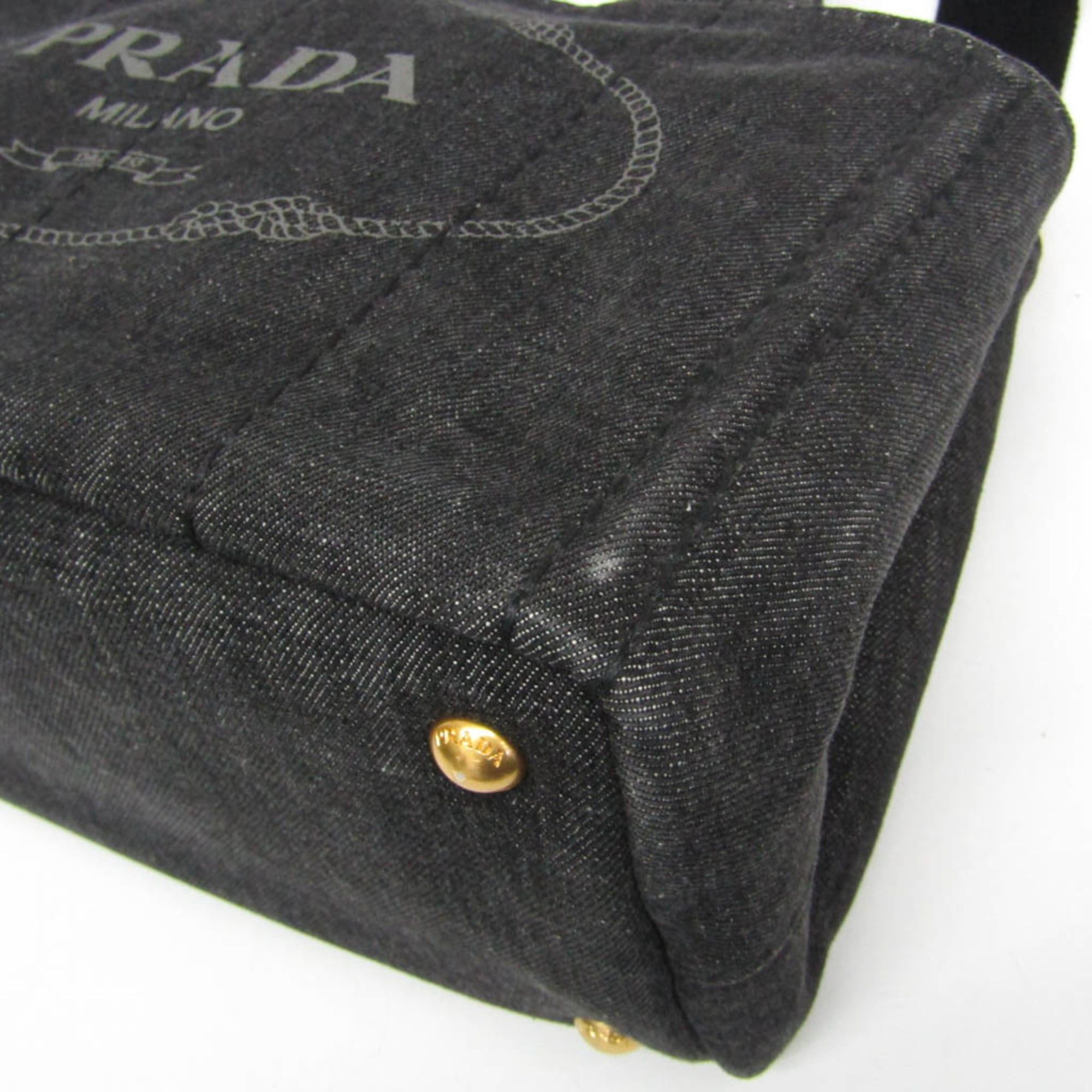 Prada Prada Canapa S Size 1BG439 Women's Canvas Shoulder Bag,Tote Bag Black Size ONE SIZE - 6 Thumbnail
