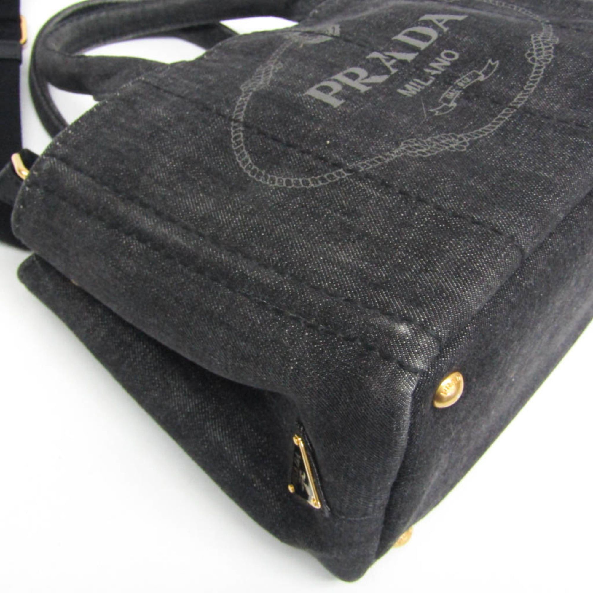 Prada Prada Canapa S Size 1BG439 Women's Canvas Shoulder Bag,Tote Bag Black Size ONE SIZE - 7 Thumbnail
