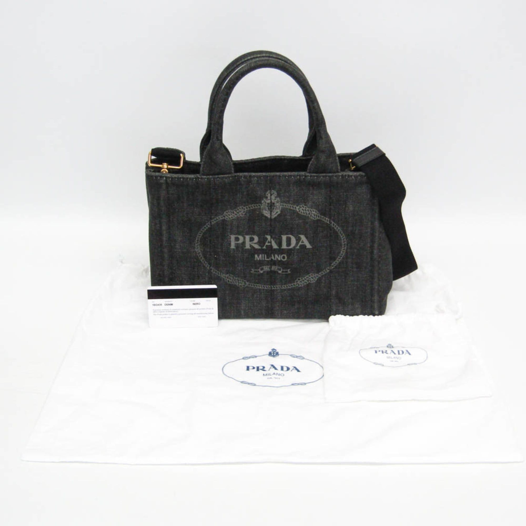 Prada Prada Canapa S Size 1BG439 Women's Canvas Shoulder Bag,Tote Bag Black Size ONE SIZE - 2 Thumbnail