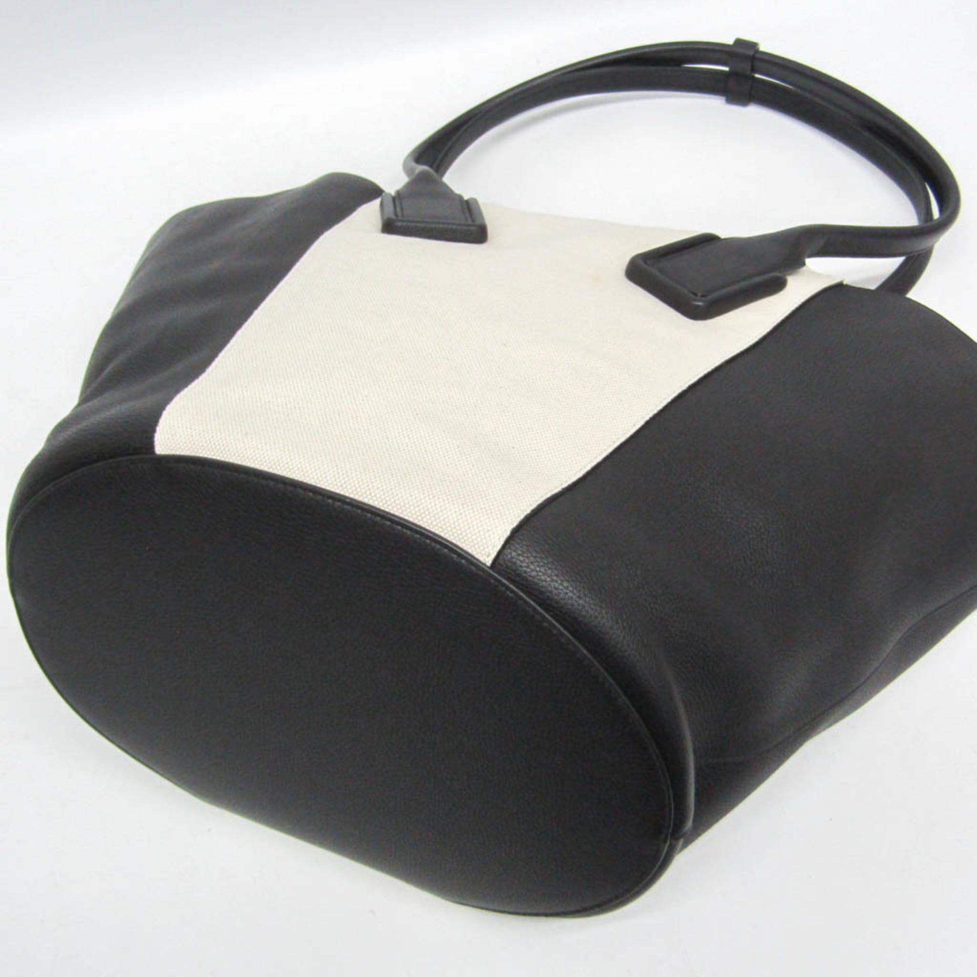 Bottega Veneta Bottega Veneta Basket Large Women's Leather,Canvas Tote Bag Black,Off-white Size ONE SIZE - 4 Thumbnail