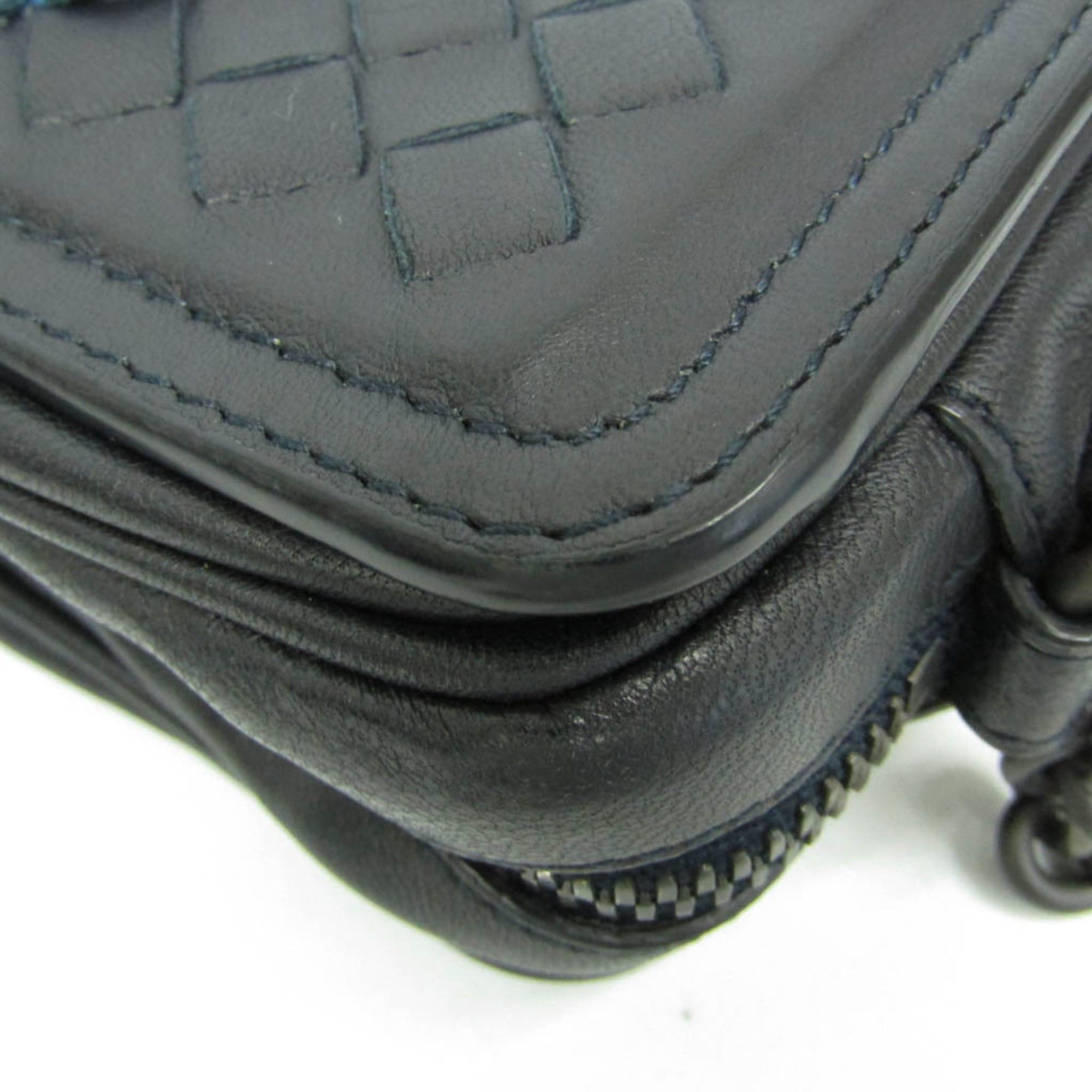 Bottega Veneta Bottega Veneta Intrecciato Women's Leather Shoulder Bag Blue,Dark Navy Size ONE SIZE - 11 Thumbnail