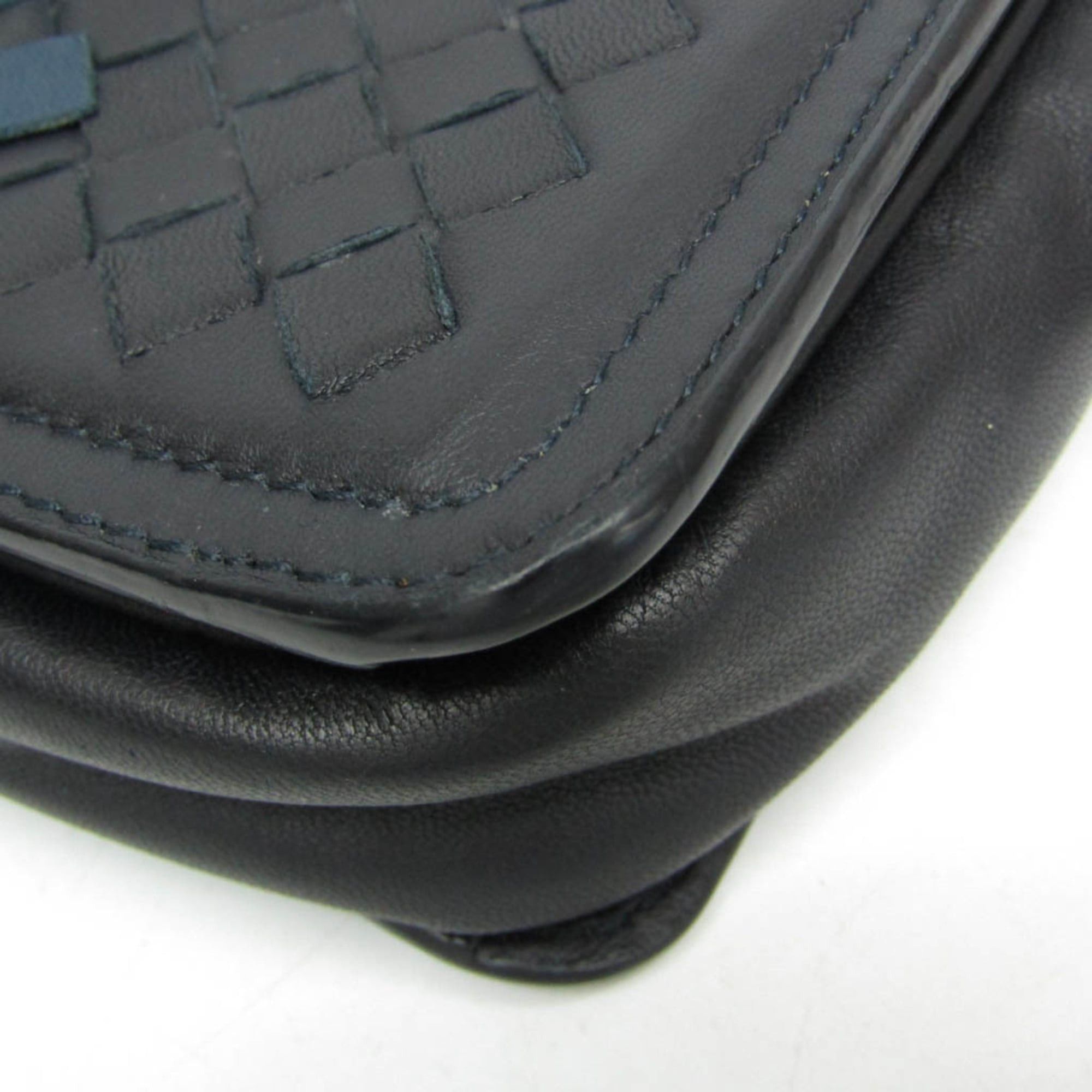Bottega Veneta Bottega Veneta Intrecciato Women's Leather Shoulder Bag Blue,Dark Navy Size ONE SIZE - 8 Thumbnail