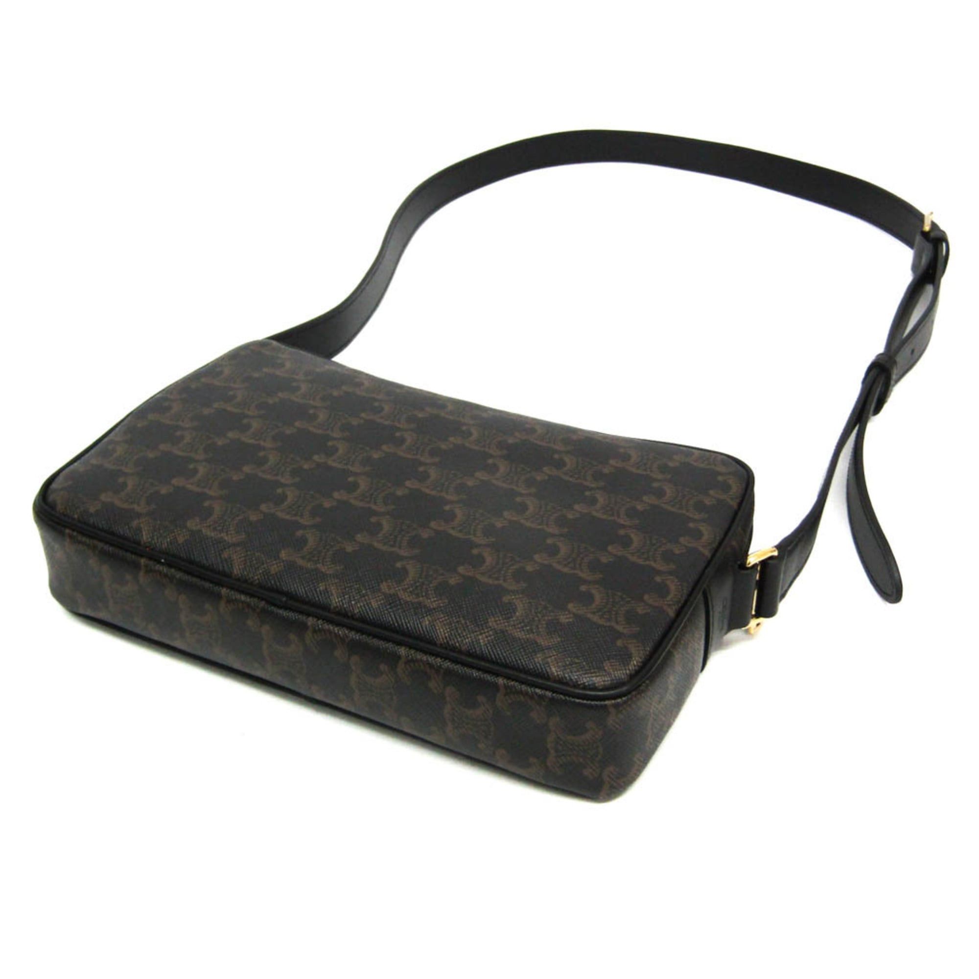 Celine Celine Triomphe Medium Women's Coated Canvas,Leather Messenger Bag,Shoulder Bag Brown Size ONE SIZE - 2 Thumbnail