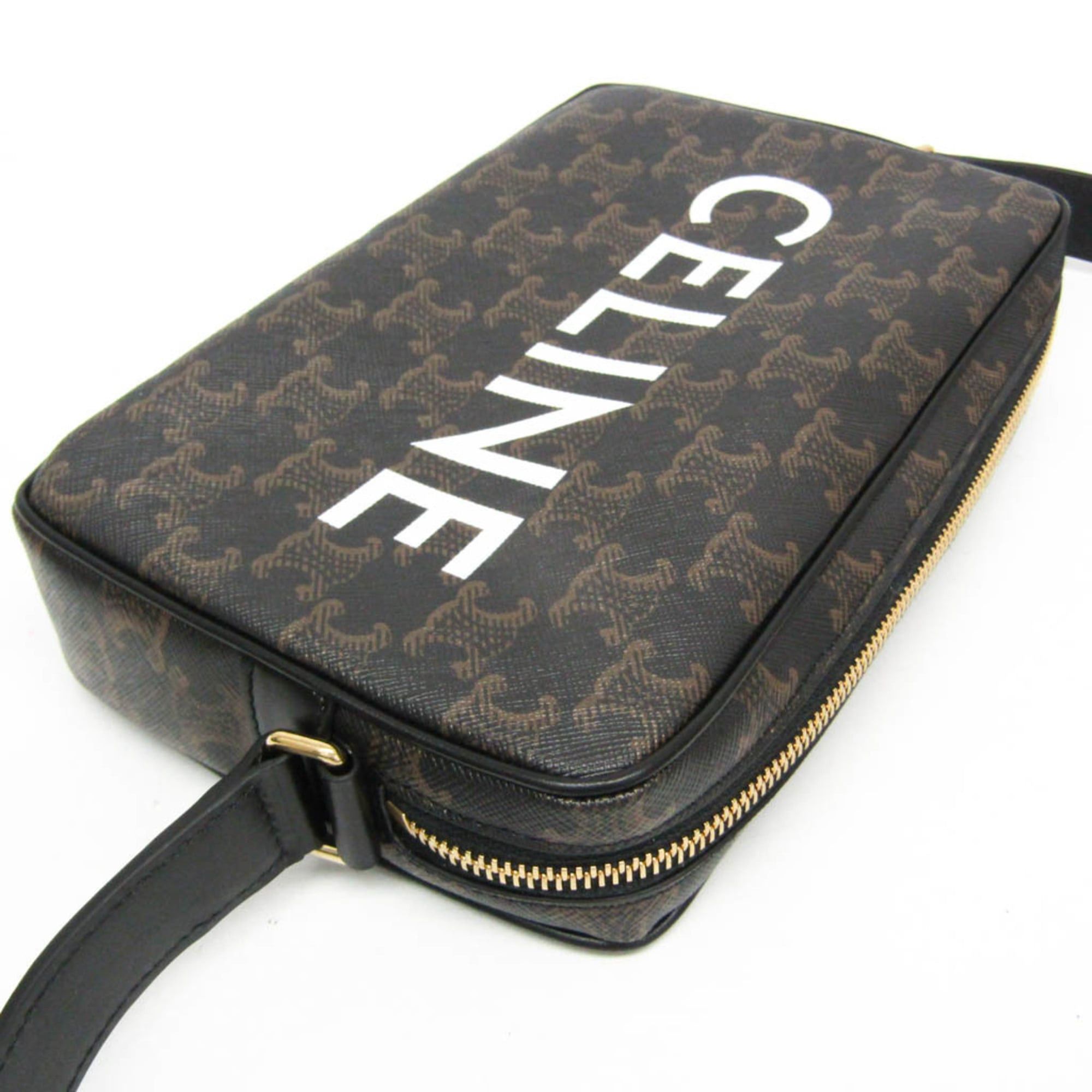 Celine Celine Triomphe Medium Women's Coated Canvas,Leather Messenger Bag,Shoulder Bag Brown Size ONE SIZE - 5 Thumbnail