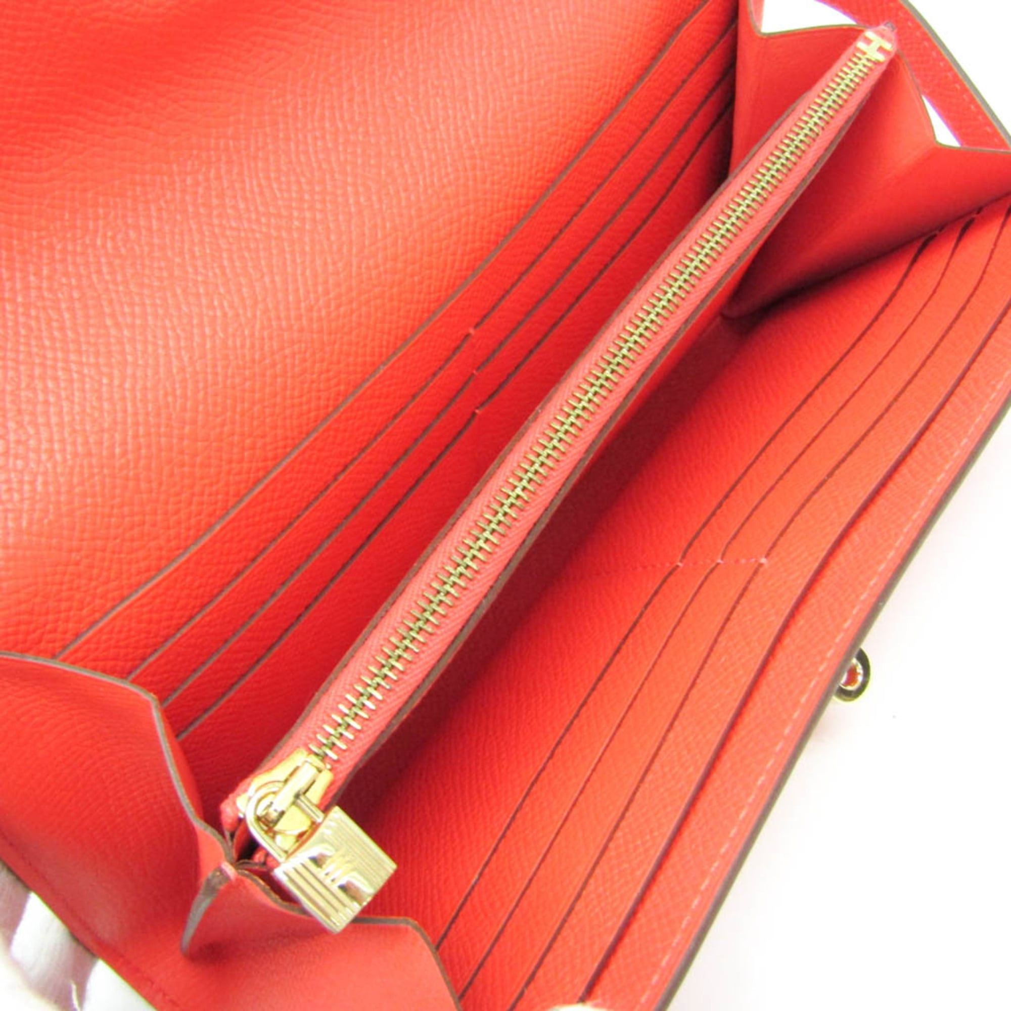 Hermes Hermes Kelly Wallet Women's Epsom Leather Long Wallet (bi-fold) Rose Jaipur,Salmon Pink Size ONE SIZE - 4 Thumbnail