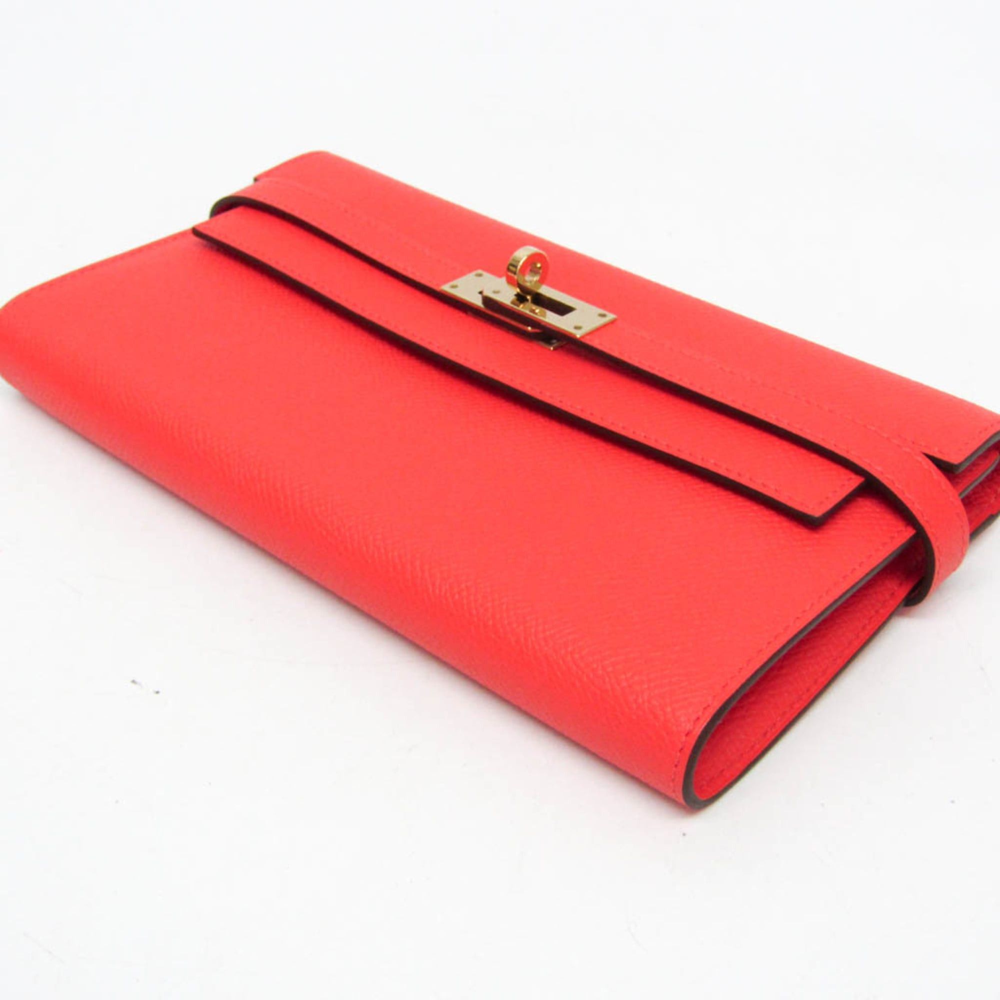 Hermes Hermes Kelly Wallet Women's Epsom Leather Long Wallet (bi-fold) Rose Jaipur,Salmon Pink Size ONE SIZE - 6 Thumbnail