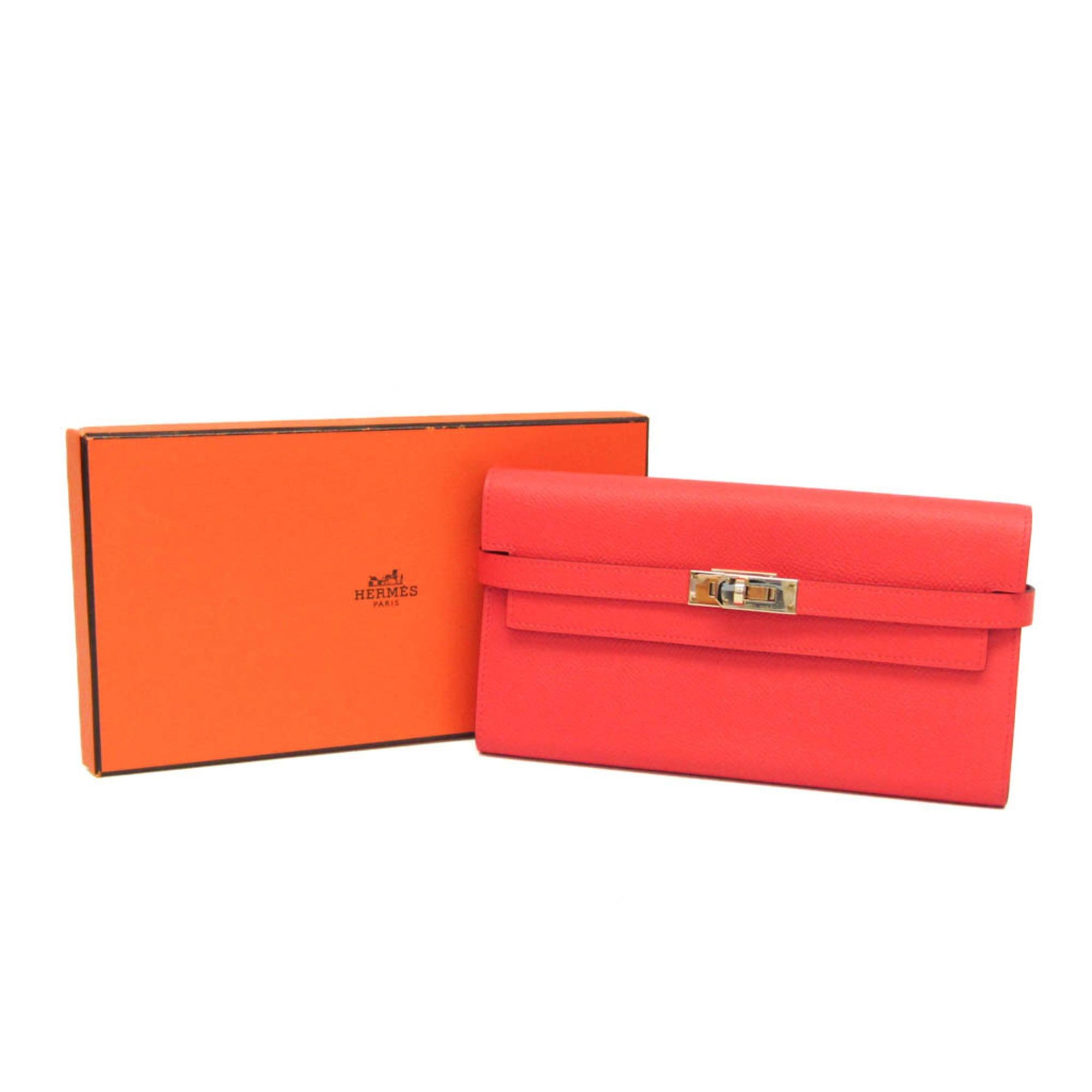 Hermes Hermes Kelly Wallet Women's Epsom Leather Long Wallet (bi-fold) Rose Jaipur,Salmon Pink Size ONE SIZE - 2 Thumbnail