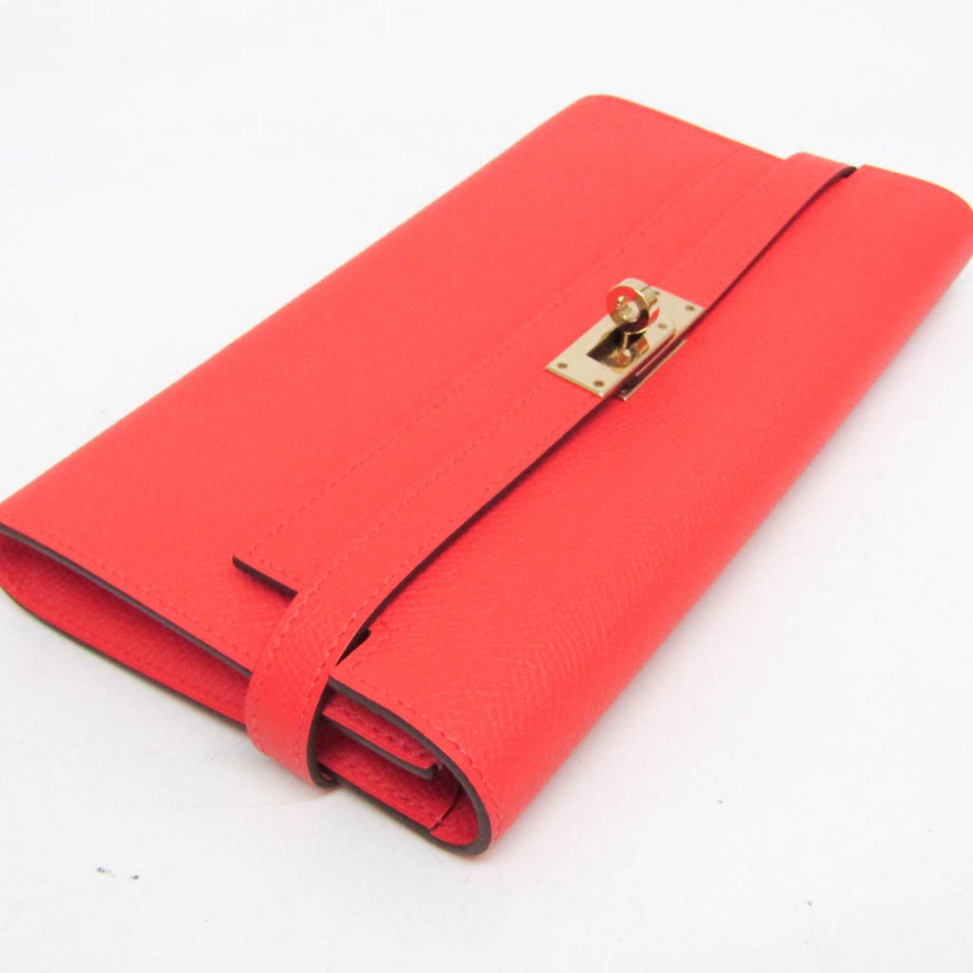 Hermes Hermes Kelly Wallet Women's Epsom Leather Long Wallet (bi-fold) Rose Jaipur,Salmon Pink Size ONE SIZE - 7 Thumbnail