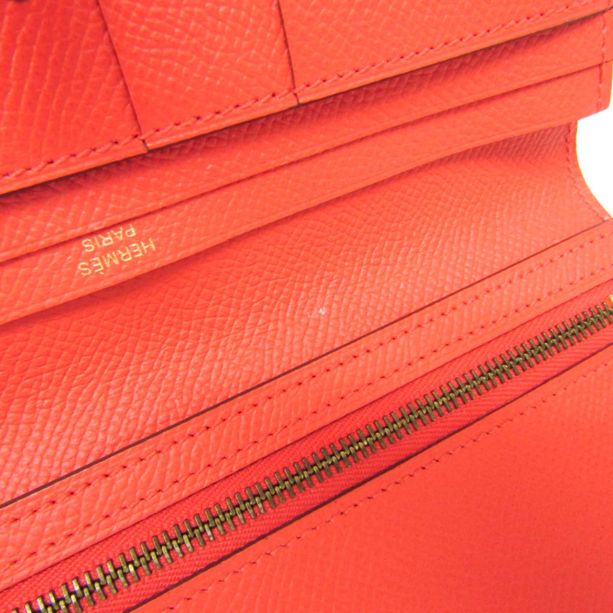 Hermes Hermes Bearn Bearn Soufflé Women's Epsom Leather Long Wallet (bi-fold) Salmon Pink Size ONE SIZE - 10 Thumbnail