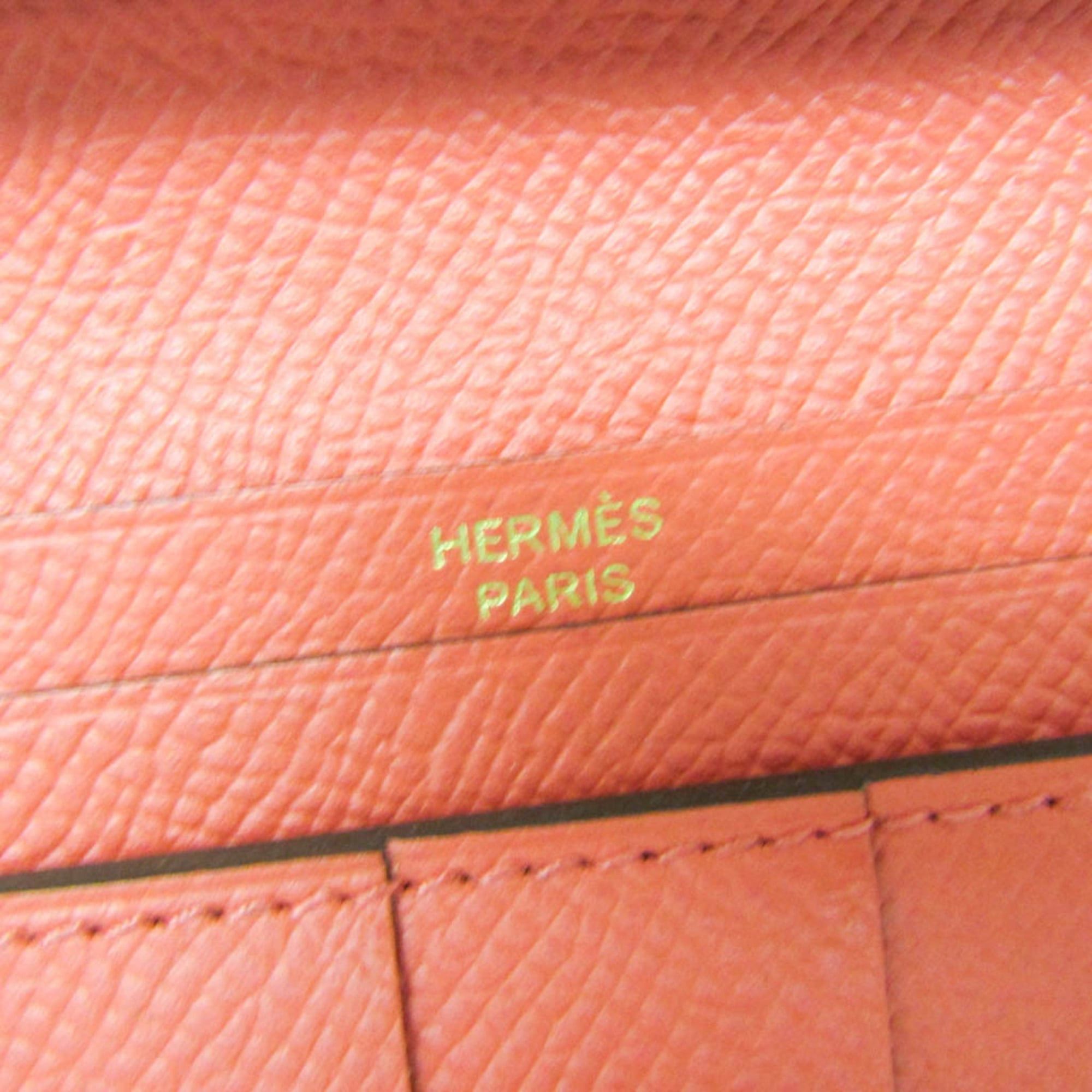 Hermes Hermes Bearn Bearn Soufflé Women's Epsom Leather Long Wallet (bi-fold) Salmon Pink Size ONE SIZE - 14 Thumbnail