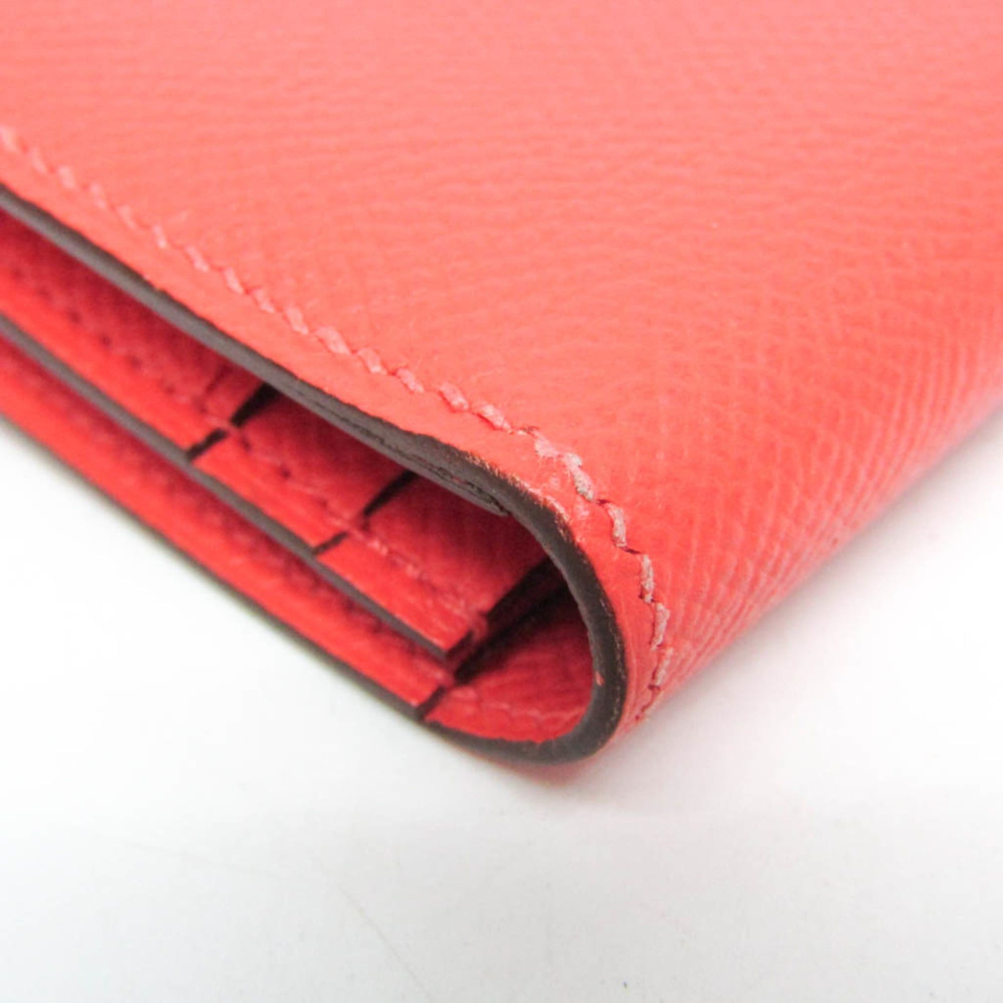 Hermes Hermes Bearn Bearn Soufflé Women's Epsom Leather Long Wallet (bi-fold) Salmon Pink Size ONE SIZE - 8 Thumbnail