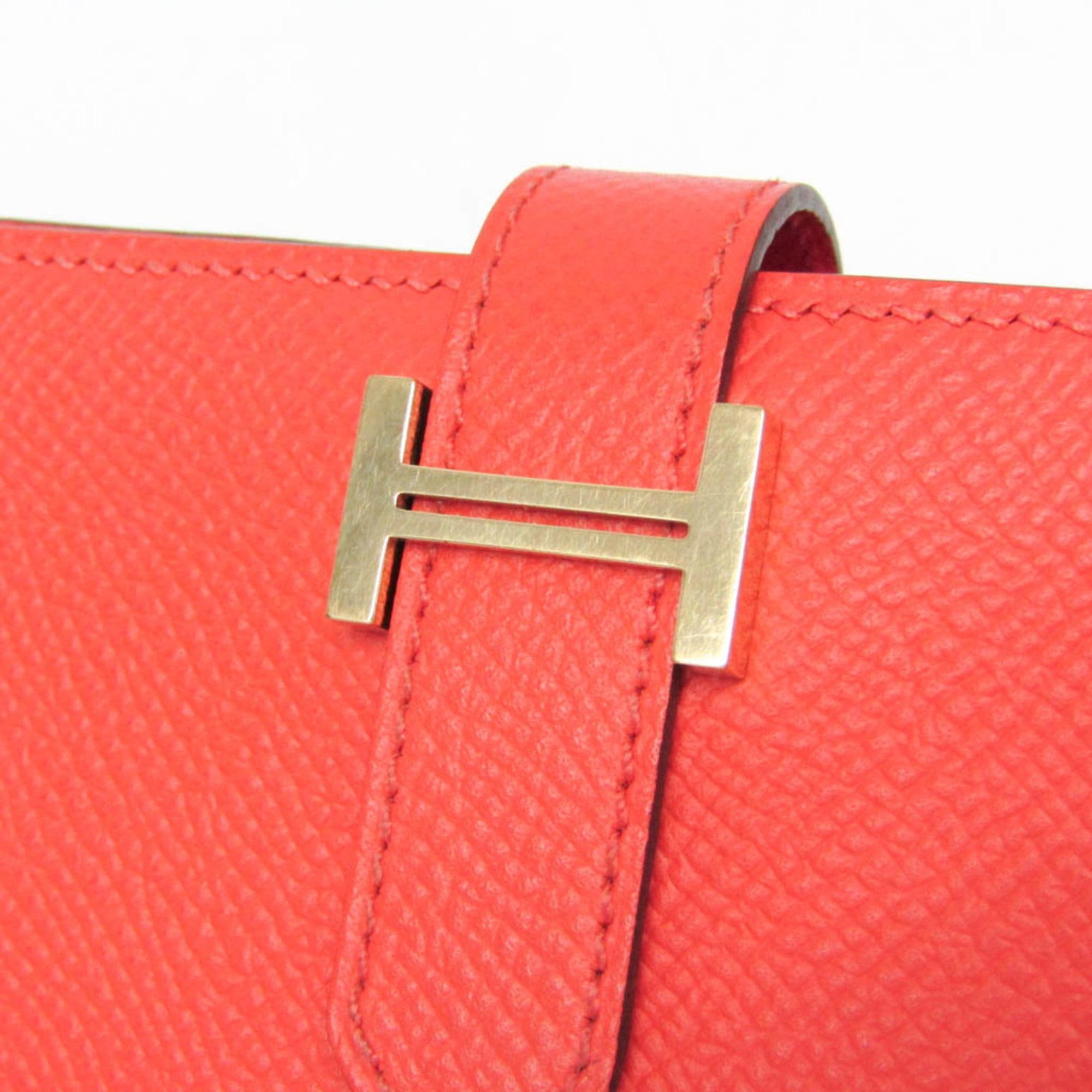 Hermes Hermes Bearn Bearn Soufflé Women's Epsom Leather Long Wallet (bi-fold) Salmon Pink Size ONE SIZE - 9 Thumbnail