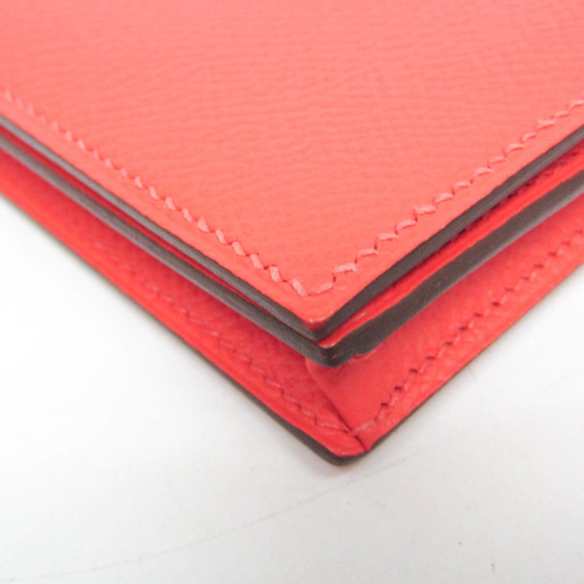Hermes Hermes Bearn Bearn Soufflé Women's Epsom Leather Long Wallet (bi-fold) Salmon Pink Size ONE SIZE - 7 Thumbnail