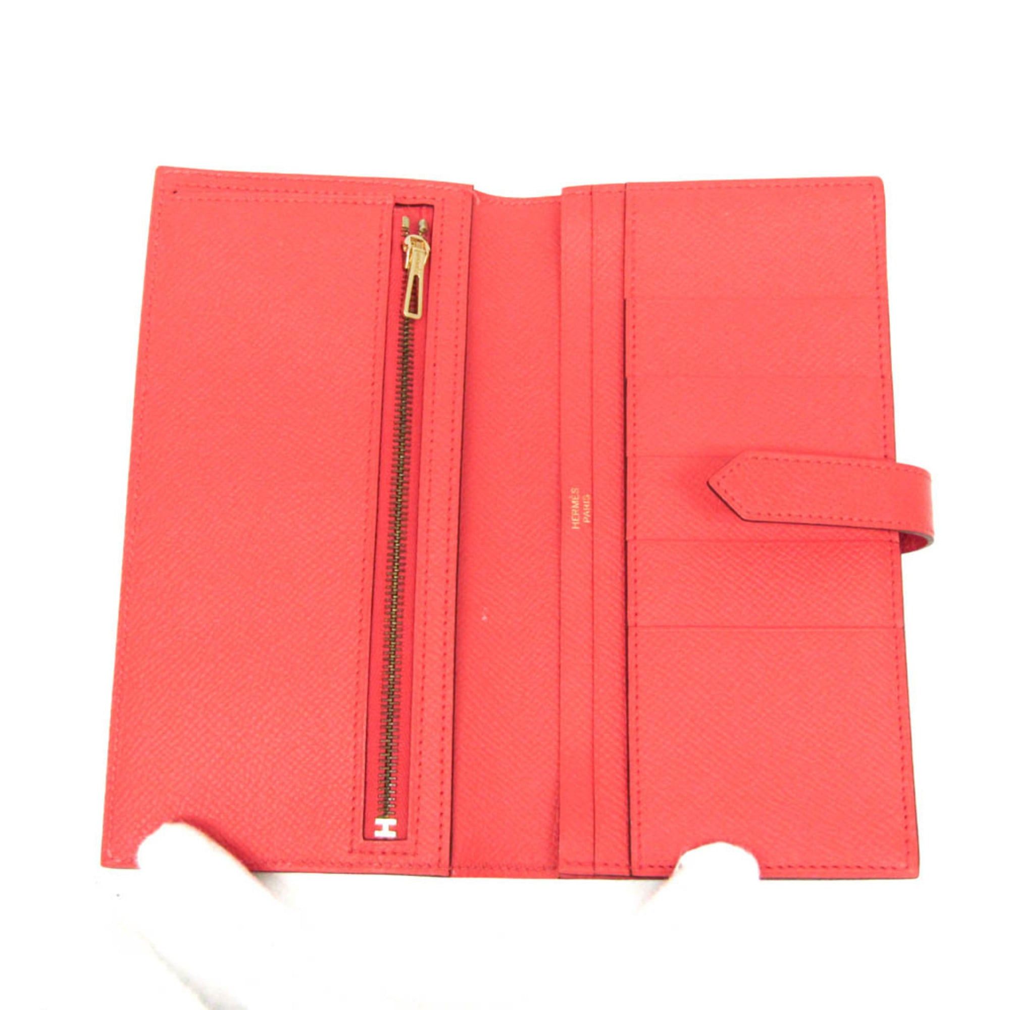 Hermes Hermes Bearn Bearn Soufflé Women's Epsom Leather Long Wallet (bi-fold) Salmon Pink Size ONE SIZE - 4 Thumbnail
