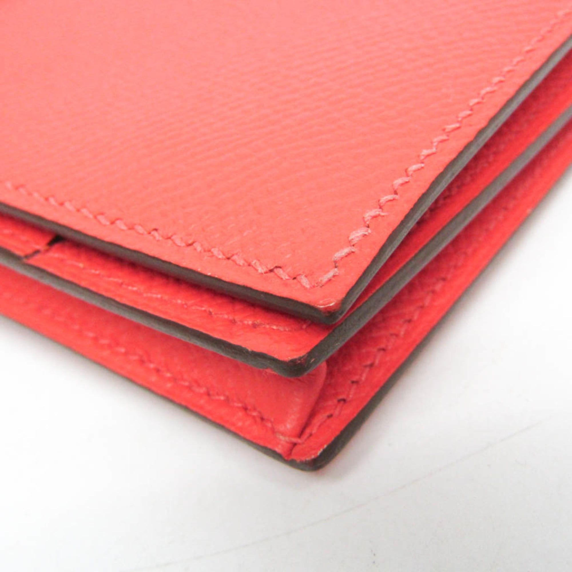 Hermes Hermes Bearn Bearn Soufflé Women's Epsom Leather Long Wallet (bi-fold) Salmon Pink Size ONE SIZE - 6 Thumbnail