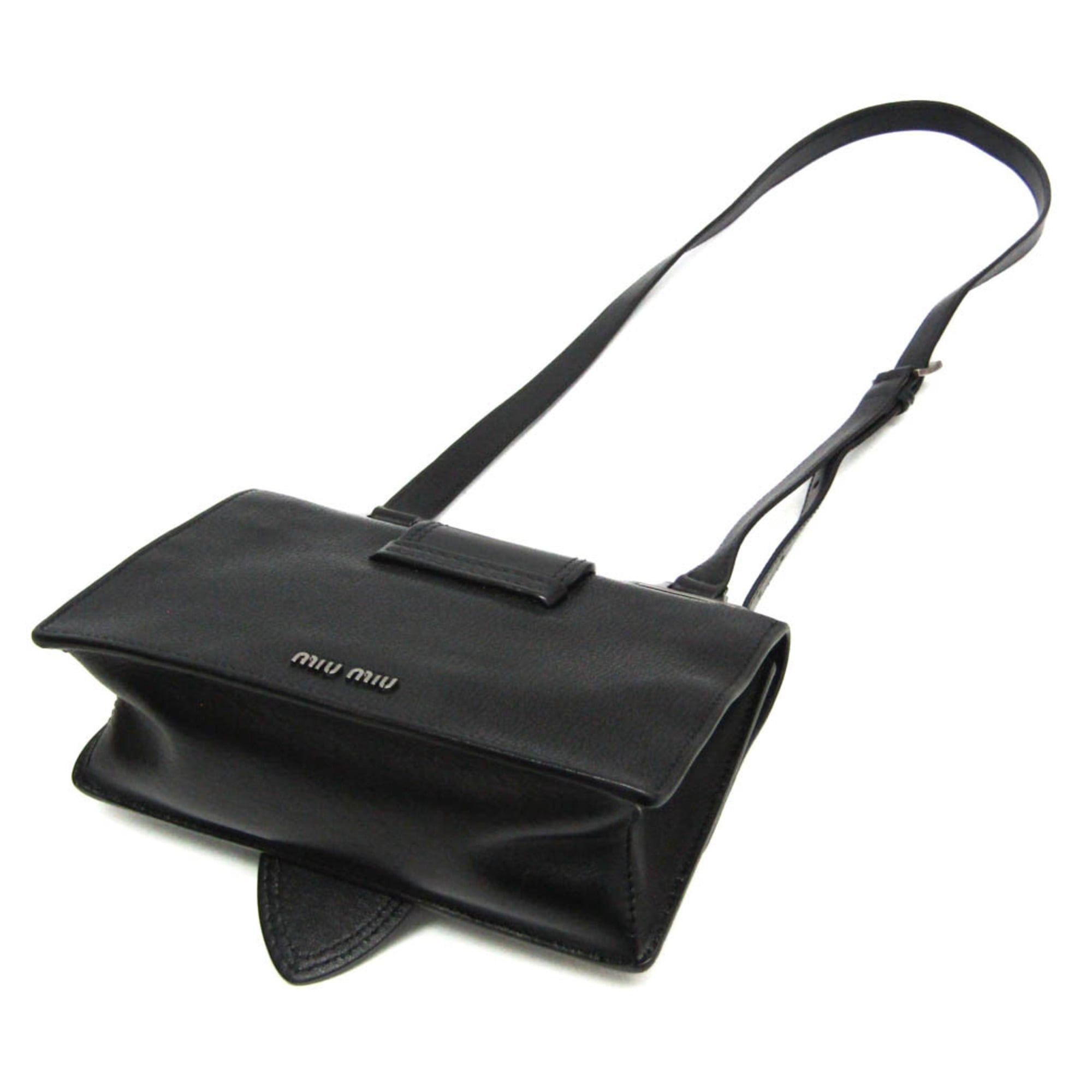 Miu Miu Miu Miu MADRAS 5BH609 Women's Leather,Rhinestone Shoulder Bag Black Size ONE SIZE - 3 Thumbnail