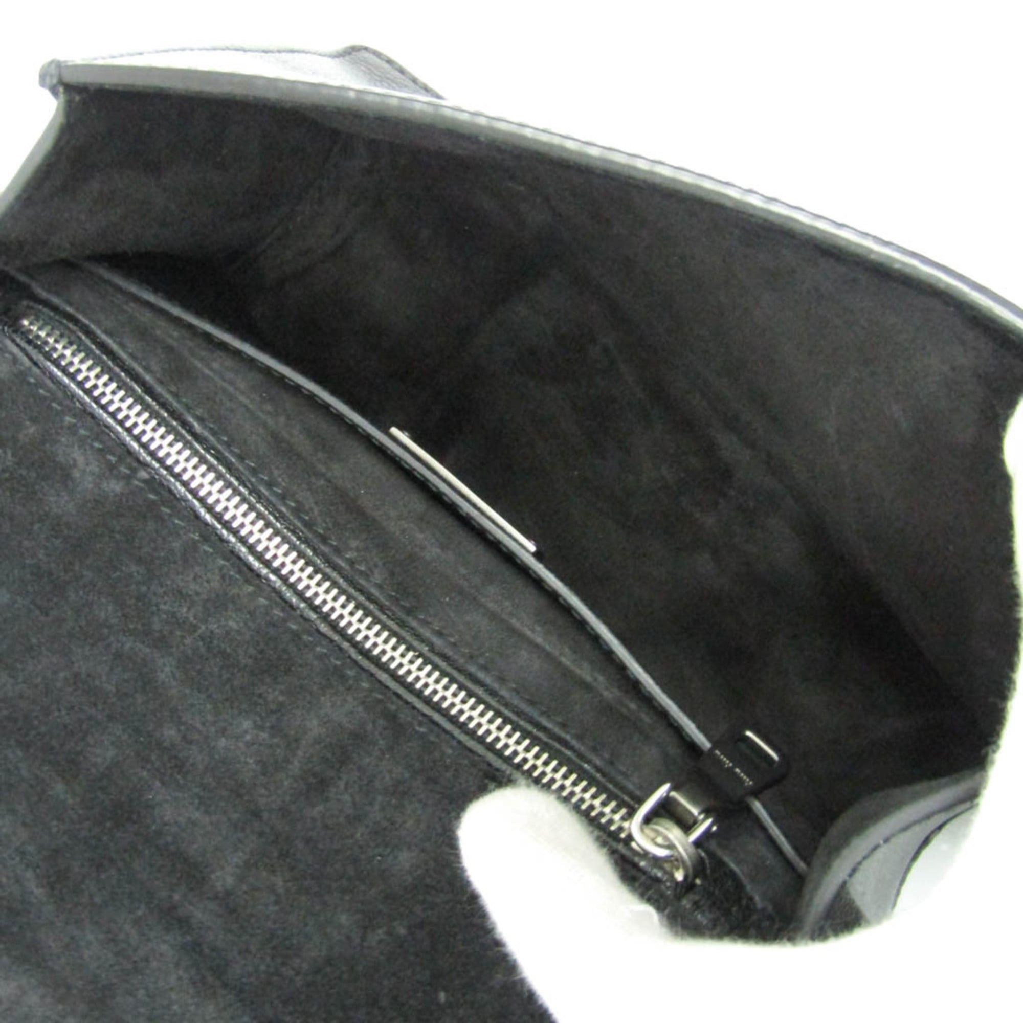 Miu Miu Miu Miu MADRAS 5BH609 Women's Leather,Rhinestone Shoulder Bag Black Size ONE SIZE - 4 Thumbnail