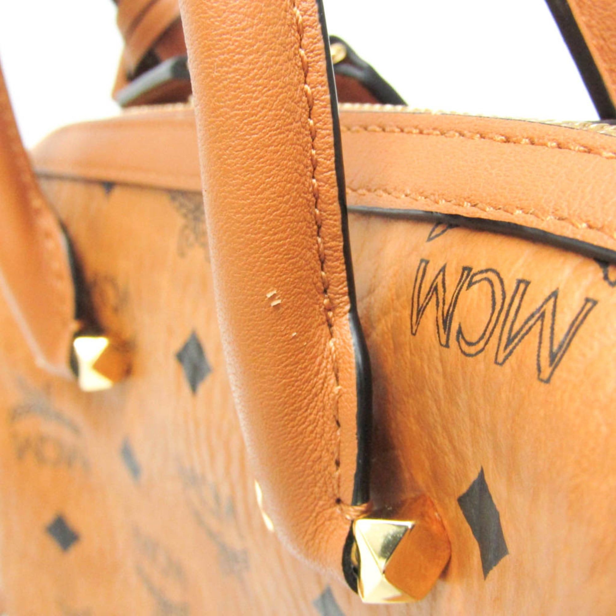 MCM MCM Visetos Essential Boston Bag Small MWBAASE02CO001 Women's Coated Canvas,Leather Boston Bag,Shoulder Bag Brown Size ONE SIZE - 10 Thumbnail