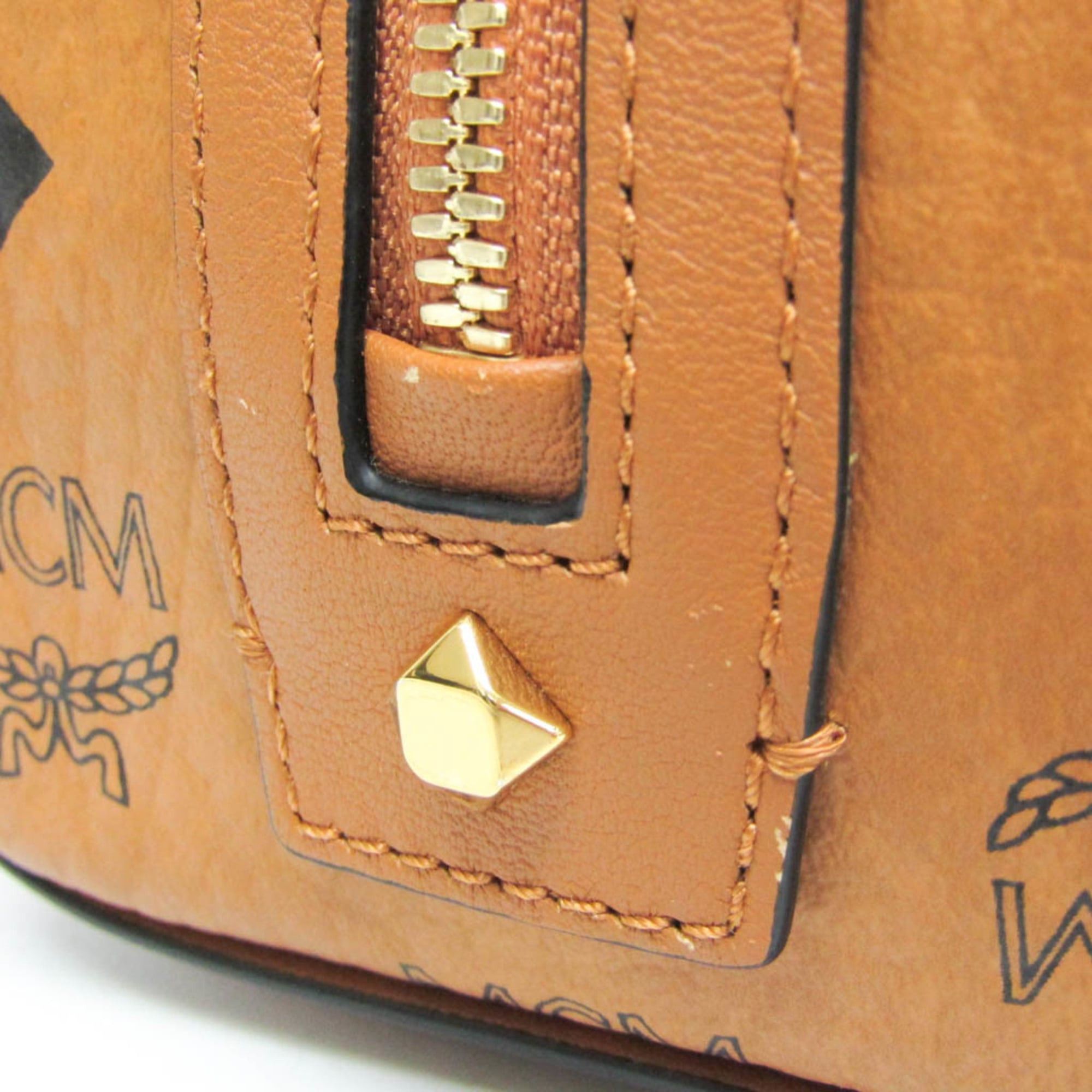 MCM MCM Visetos Essential Boston Bag Small MWBAASE02CO001 Women's Coated Canvas,Leather Boston Bag,Shoulder Bag Brown Size ONE SIZE - 8 Thumbnail
