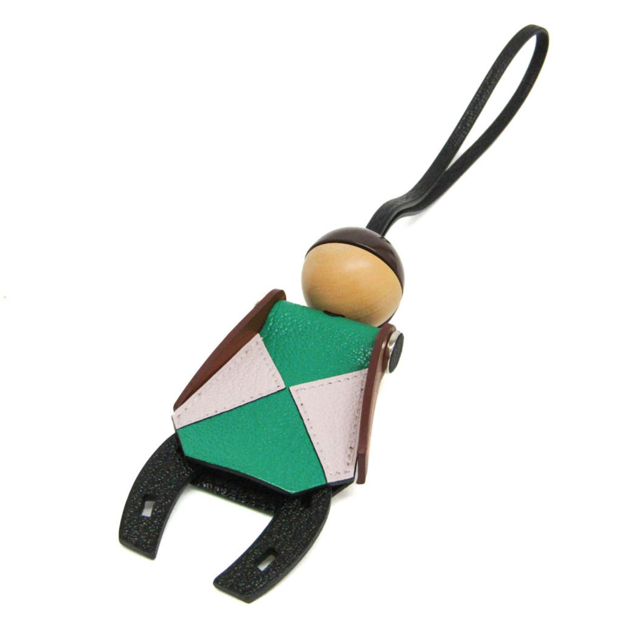 Hermes Hermes Barenia Leather,Chevre Myzore Leather Handbag Charm Brown,Green,Light Pink Jockey Charm Size ONE SIZE - 3 Thumbnail