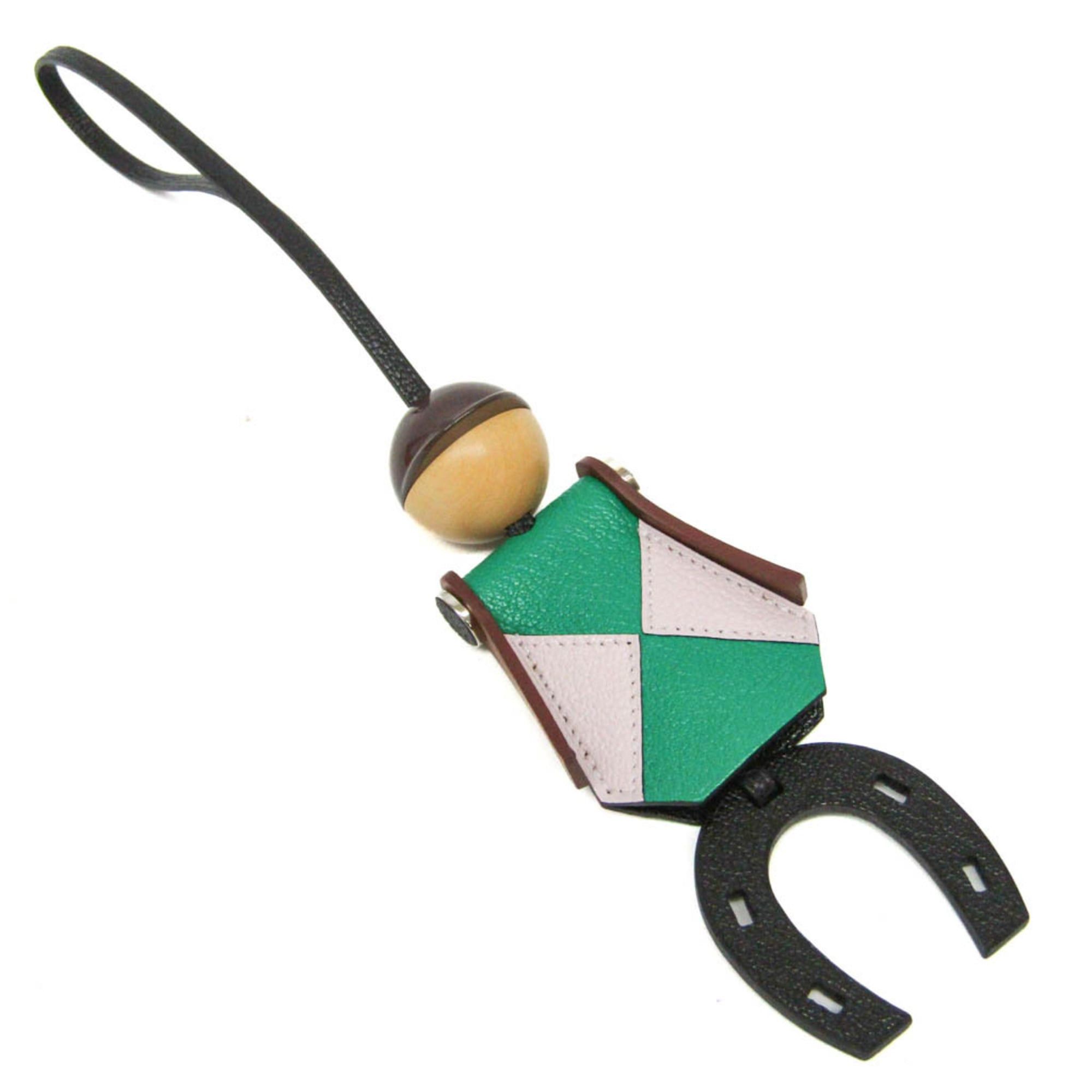 Hermes Hermes Barenia Leather,Chevre Myzore Leather Handbag Charm Brown,Green,Light Pink Jockey Charm Size ONE SIZE - 11 Thumbnail