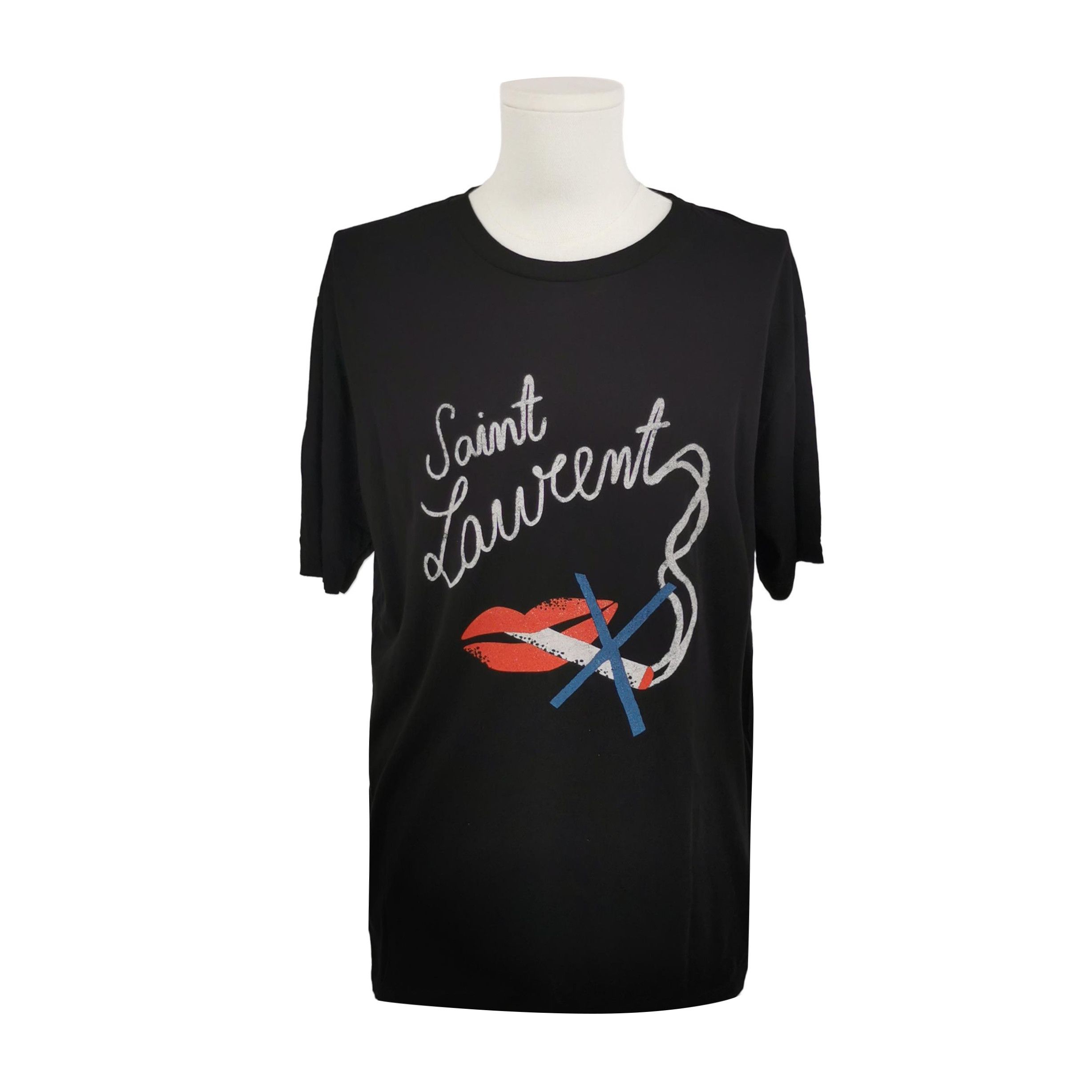 Saint Laurent Paris Saint Laurent L Cotton Red Lips Letter Print Crewneck T-Shirt Size US L / EU 52-54 / 3 - 2 Thumbnail