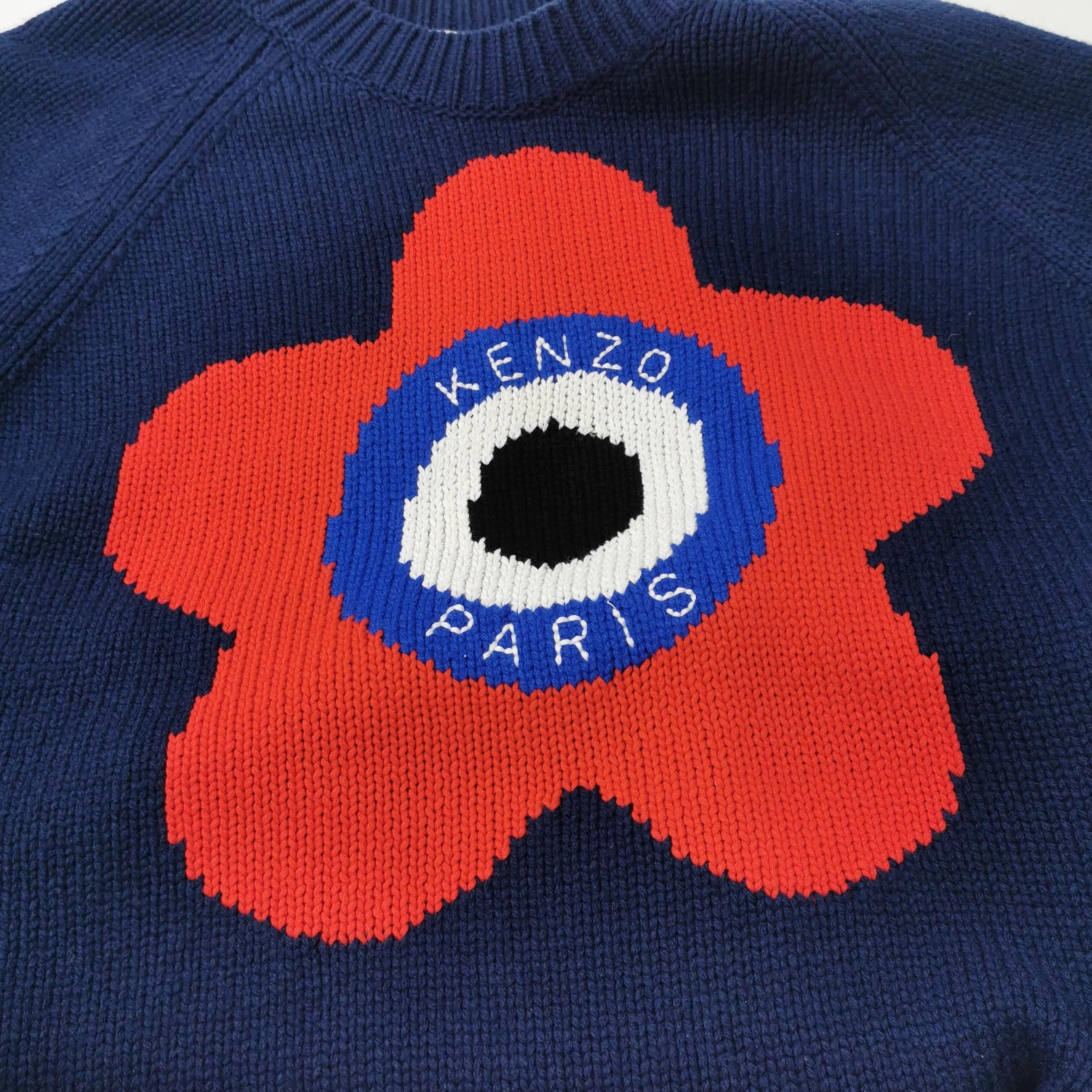 Kenzo Kenzo L Wool-Cotton Blend Floral Crewneck Sweater Size US L / EU 52-54 / 3 - 5 Thumbnail