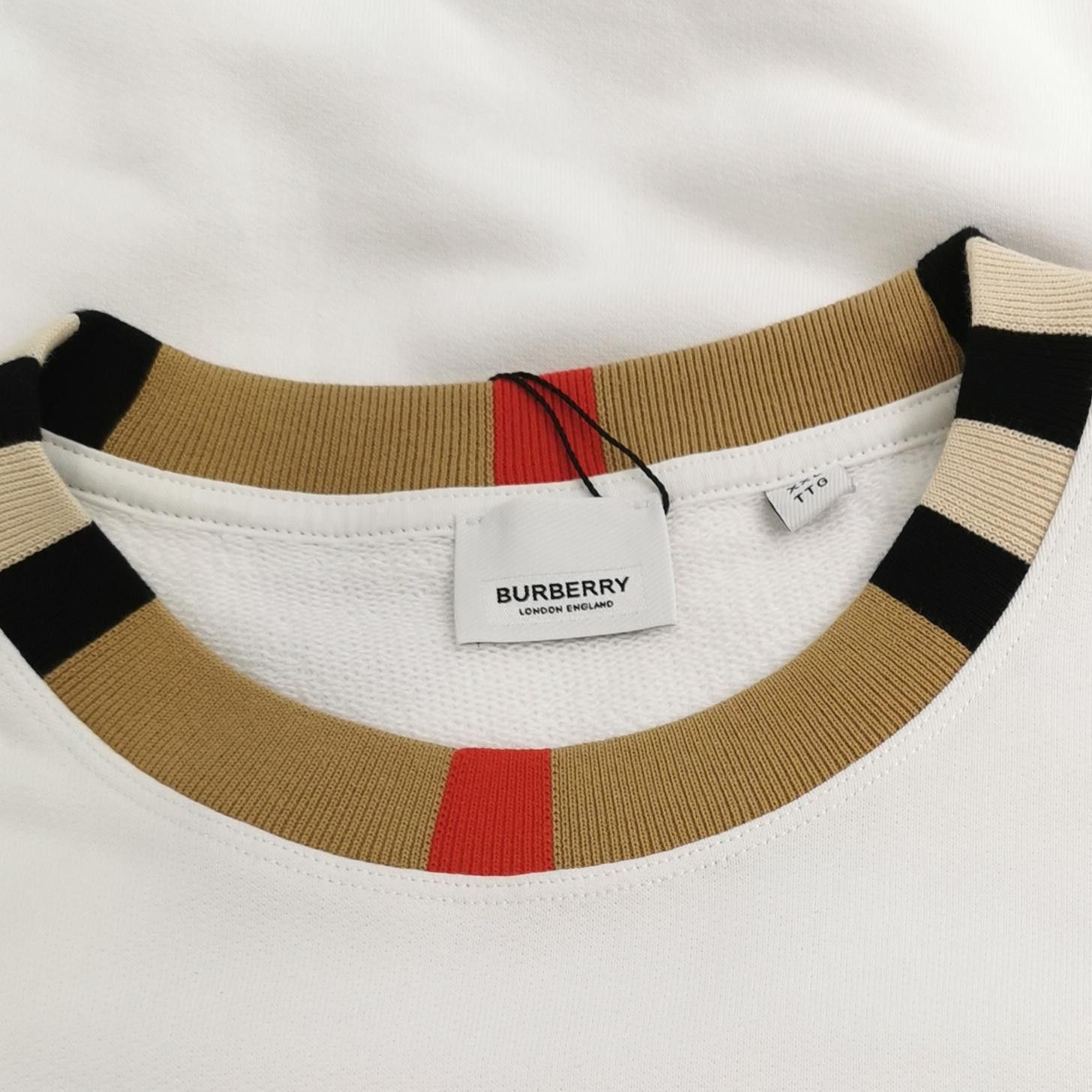 Burberry Burberry White Sweatshirt with Check Collar Size US S / EU 44-46 / 1 - 5 Thumbnail