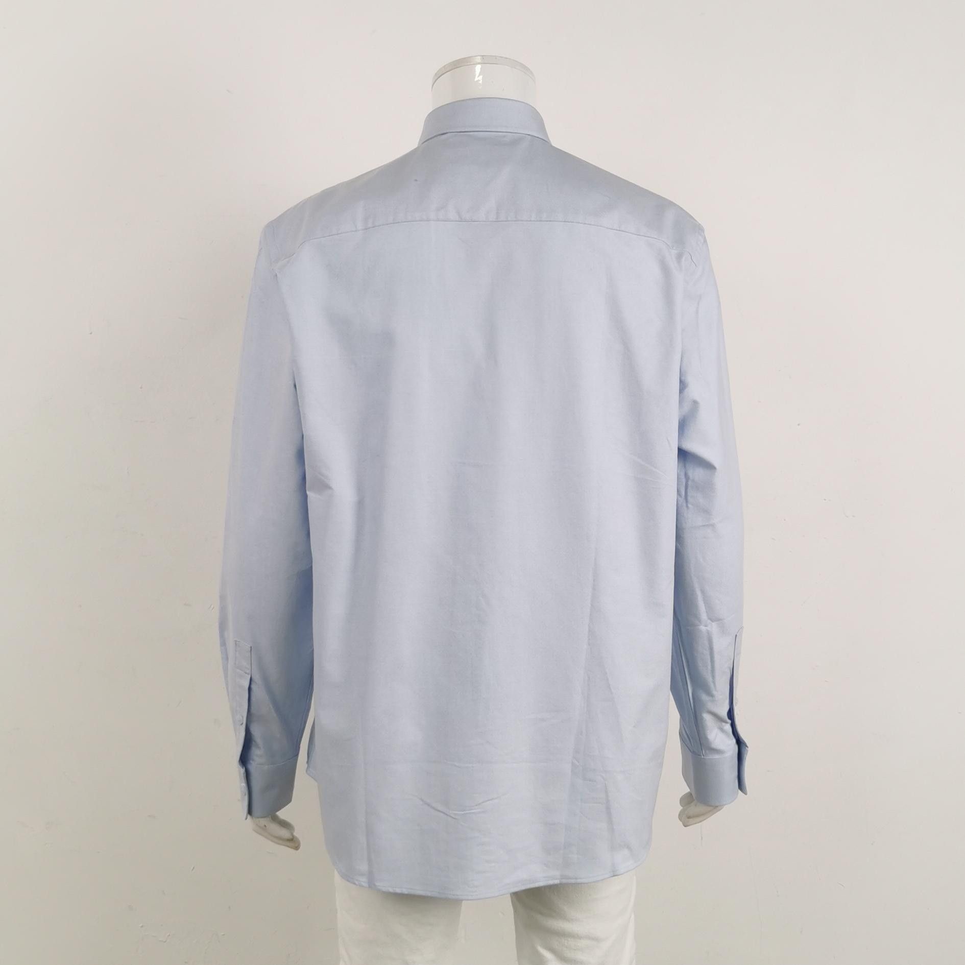 Burberry Burberry XL Solid Blue Cotton Collared Long-Sleeve Shirt Size US XL / EU 56 / 4 - 4 Thumbnail