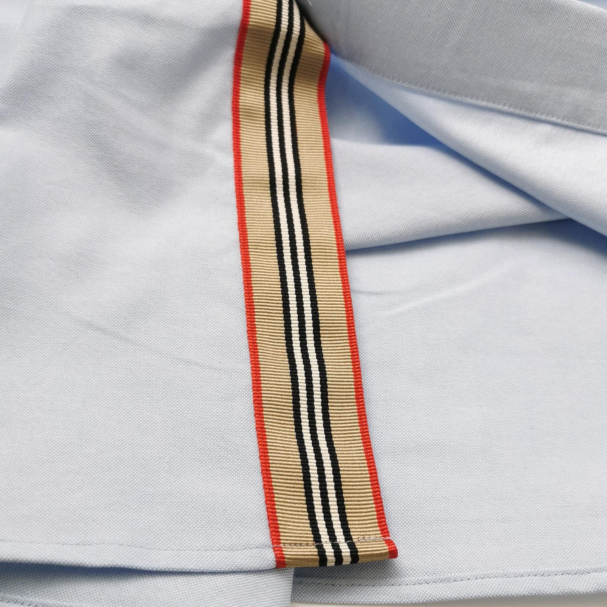 Burberry Burberry XL Solid Blue Cotton Collared Long-Sleeve Shirt Size US XL / EU 56 / 4 - 8 Thumbnail