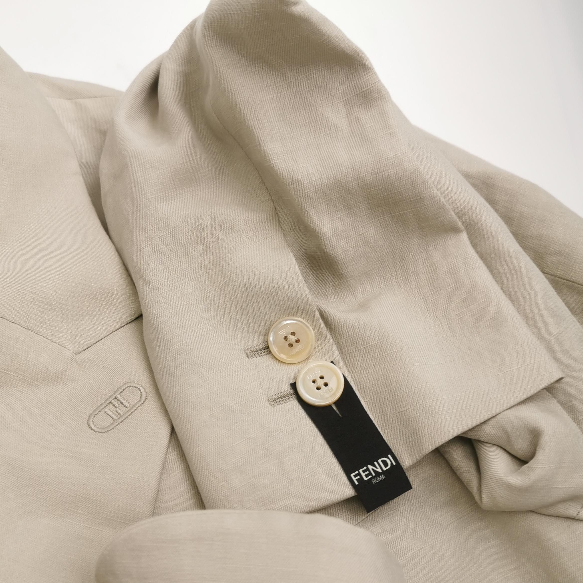 Fendi Fendi Cotton-Linen Lapel Jacket M Size US M / EU 48-50 / 2 - 6 Thumbnail