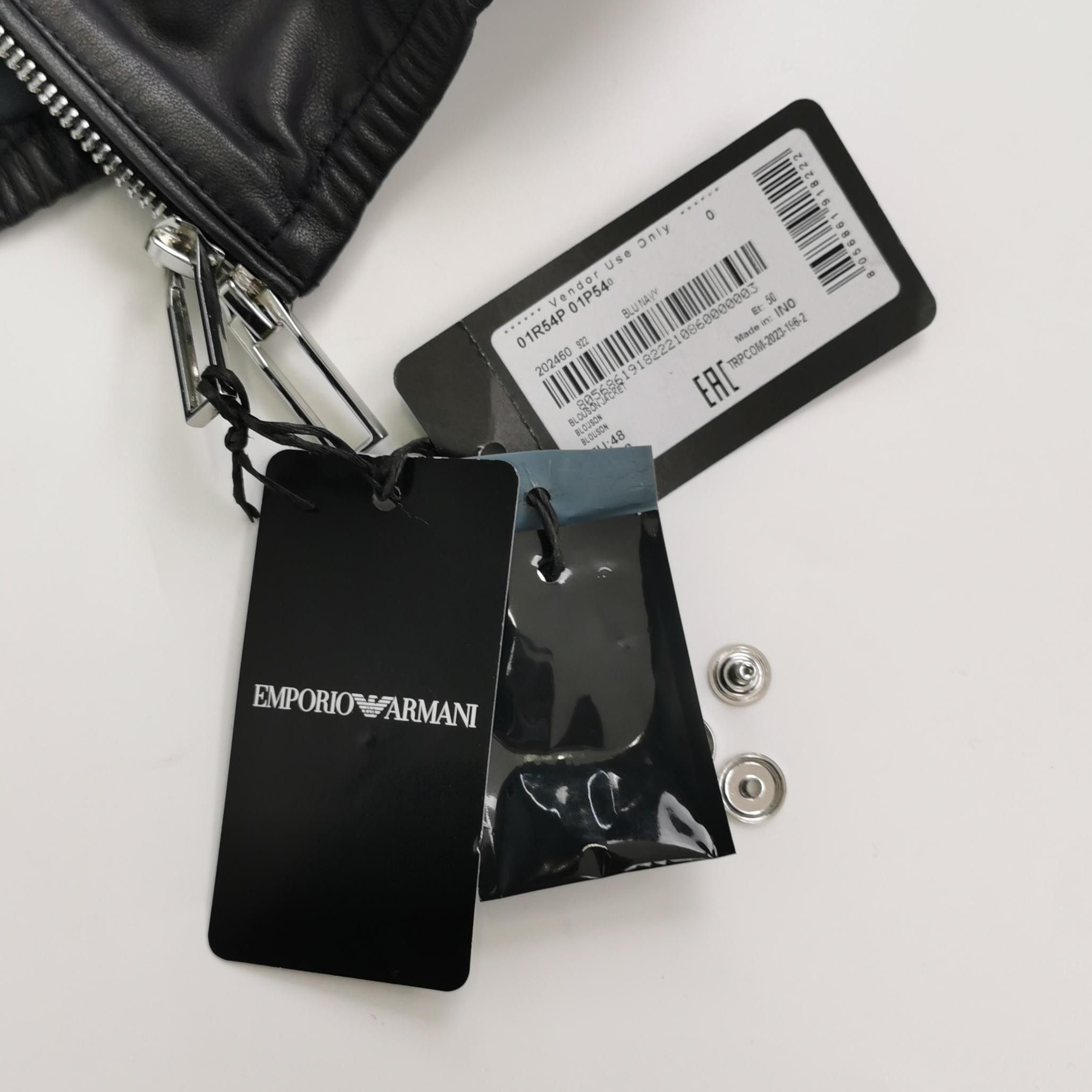 Emporio Armani Emporio Armani Black Hooded Sheepskin Leather Jacket M Size US M / EU 48-50 / 2 - 8 Thumbnail