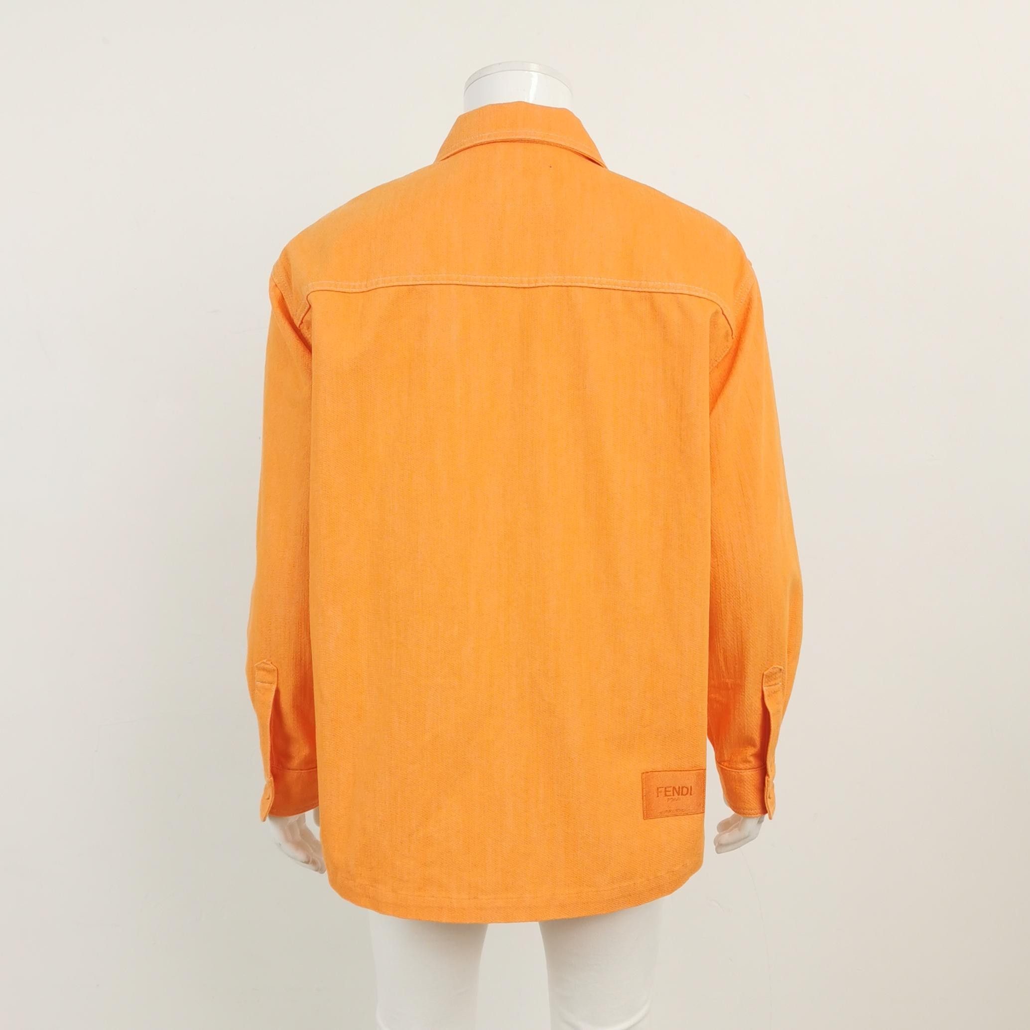 Fendi Fendi Orange Cotton Collar Jacket L/50 Size US L / EU 52-54 / 3 - 3 Thumbnail