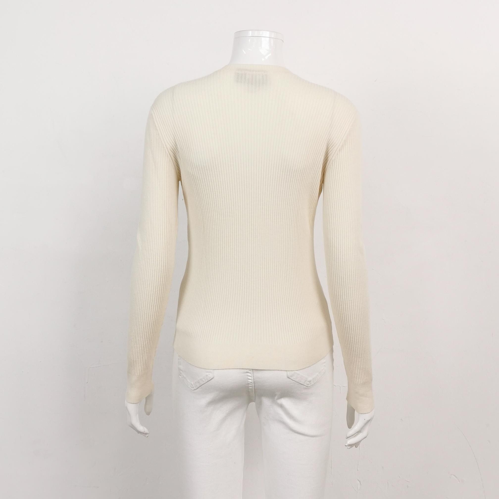 Chanel Chanel Cream Wool Blend Color-Block Crewneck Sweater Size S / US 4 / IT 40 - 4 Thumbnail