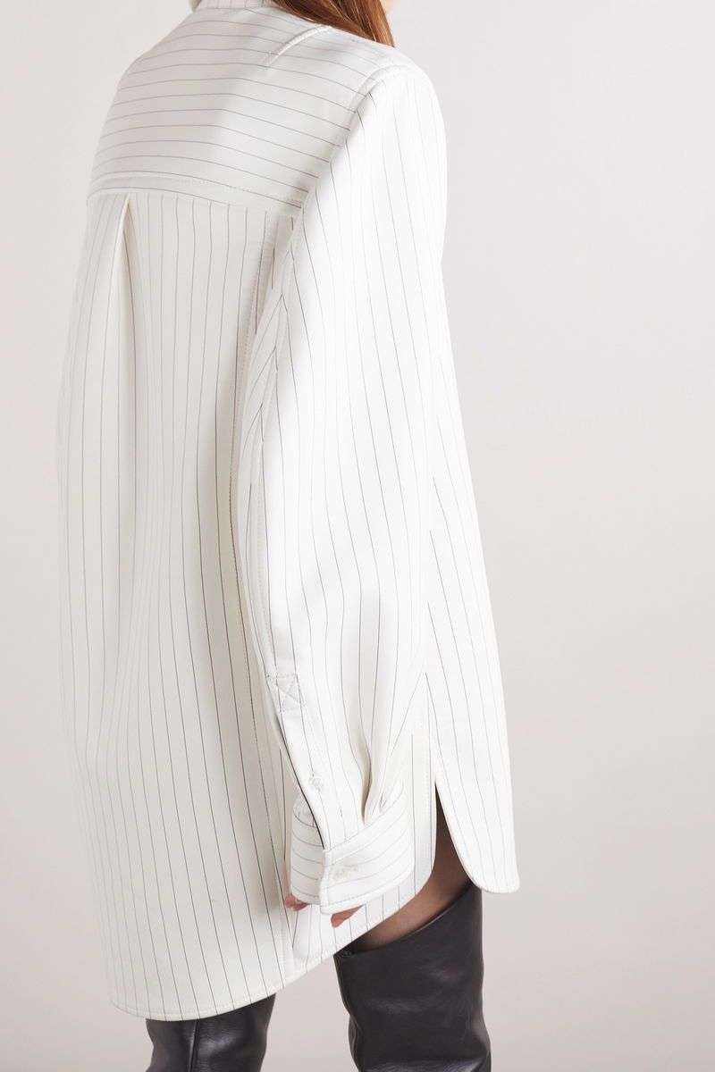 Bottega Veneta Oversized Pinstriped Leather Shirt Size S / US 4 / IT 40 - 2 Thumbnail