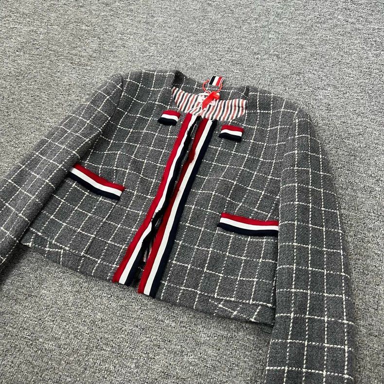 Thom Browne Thom Browne Gray Plaid Wool Jacket Size US L / EU 52-54 / 3 - 4 Thumbnail