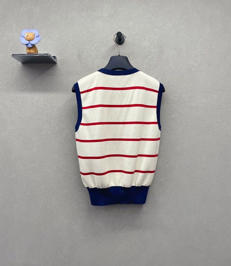 Louis Vuitton LV Navy Red Stripe Sleeveless Knit Size US L / EU 52-54 / 3 - 3 Thumbnail