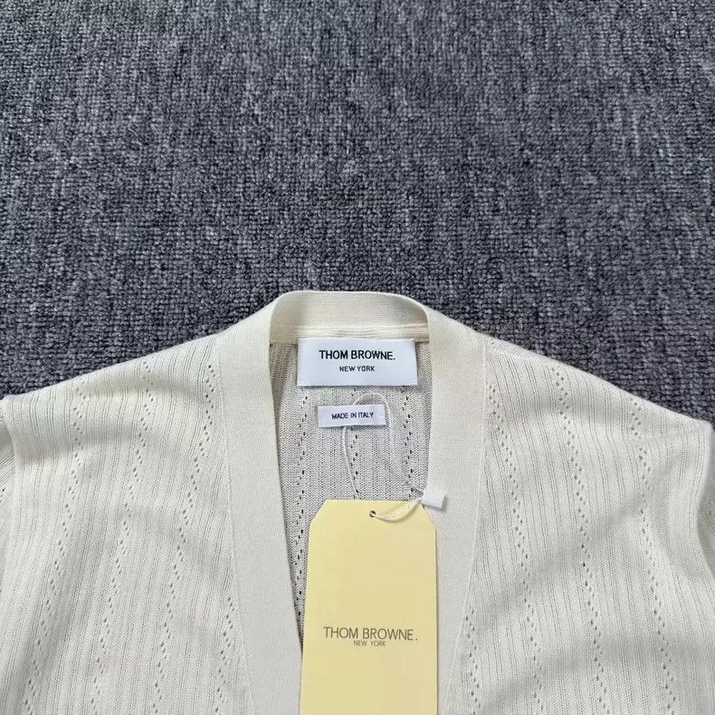 Thom Browne Thom Browne White Stripe Knit Cardigan Size US M / EU 48-50 / 2 - 2 Thumbnail
