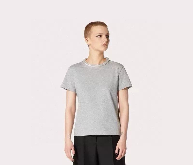 Valentino Valentino Gray Crystal Collar Short Sleeve Size US L / EU 52-54 / 3 - 6 Thumbnail
