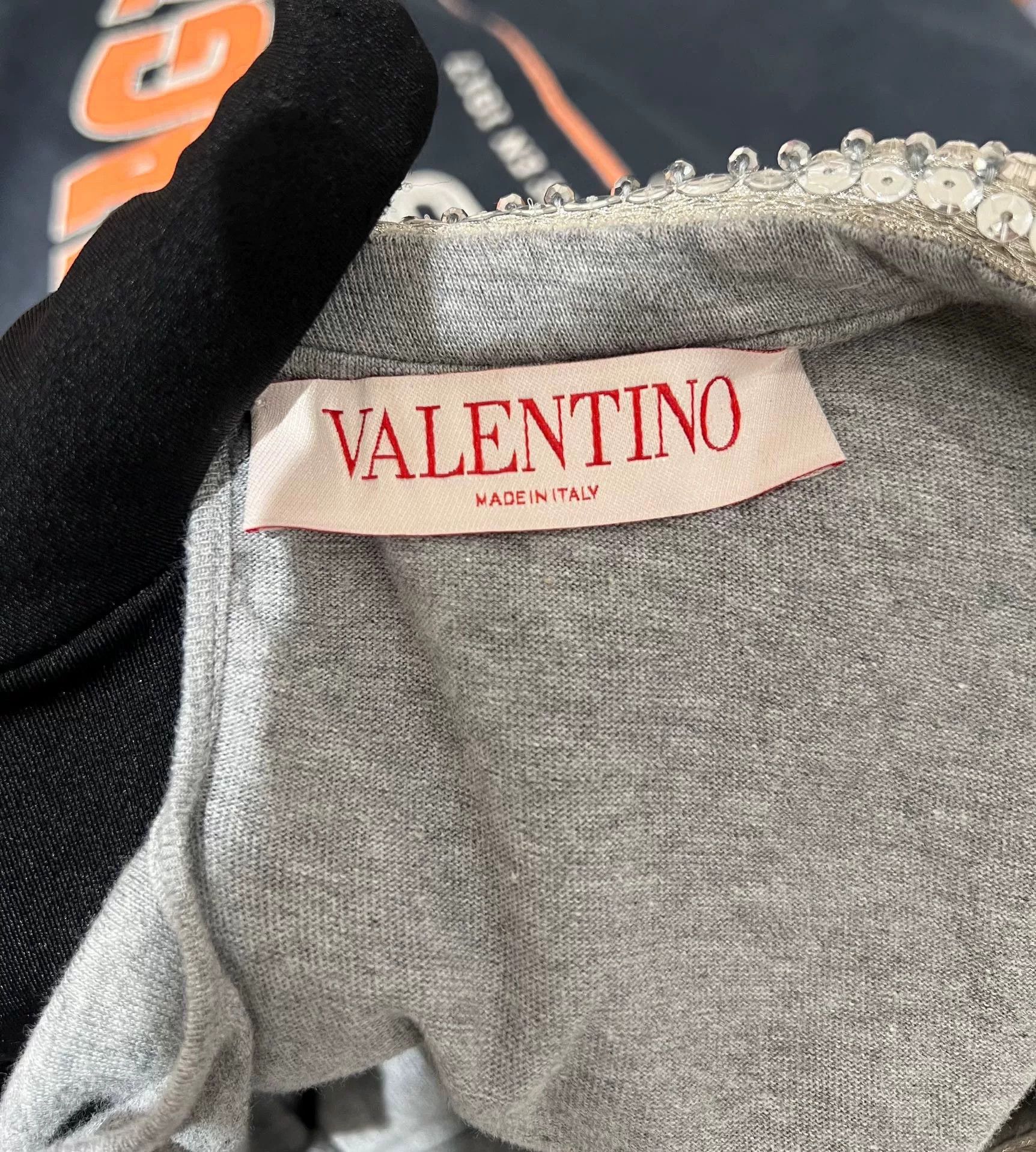 Valentino Valentino Gray Crystal Collar Short Sleeve Size US L / EU 52-54 / 3 - 4 Thumbnail