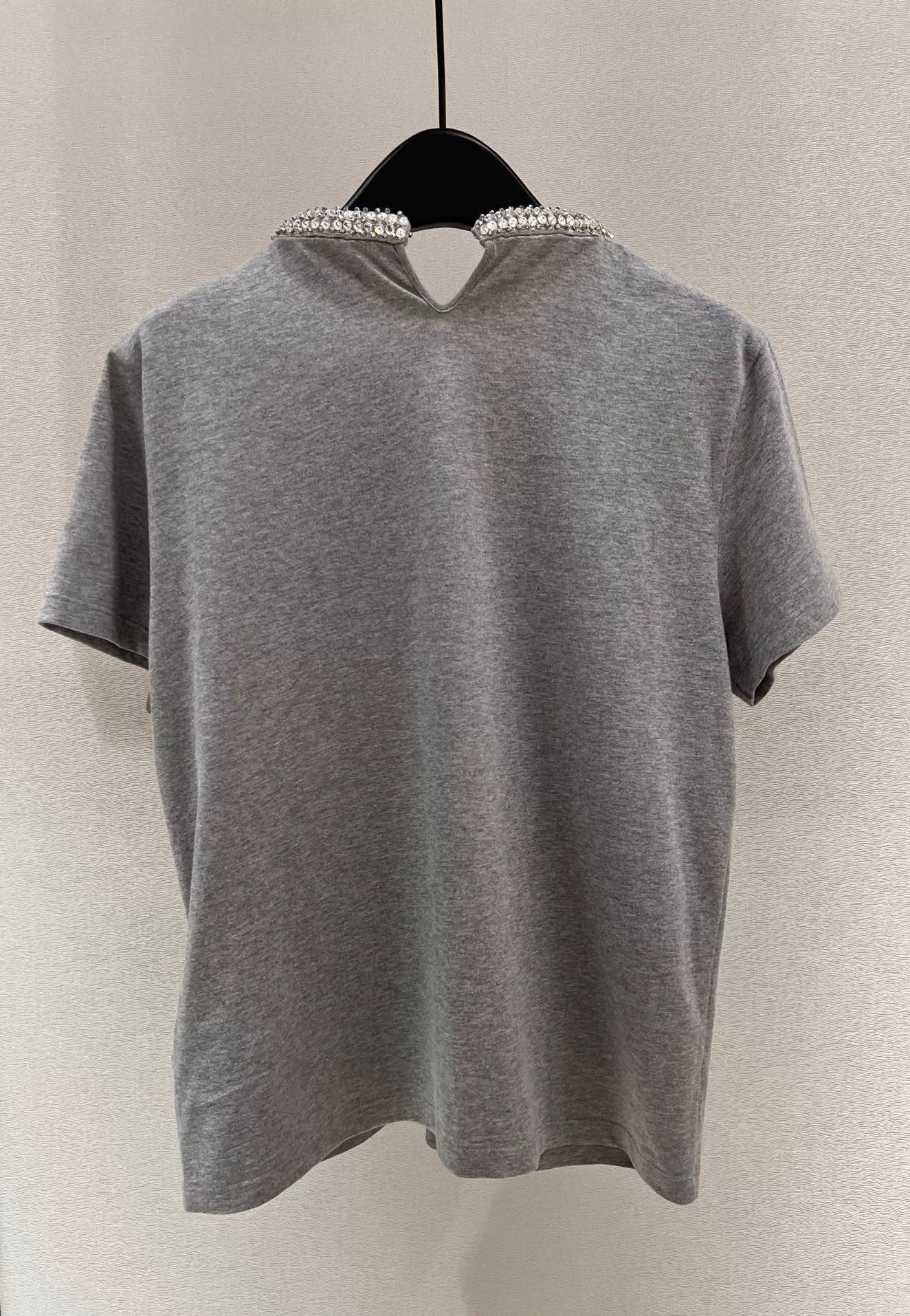 Valentino Valentino Gray Crystal Collar Short Sleeve Size US L / EU 52-54 / 3 - 2 Thumbnail